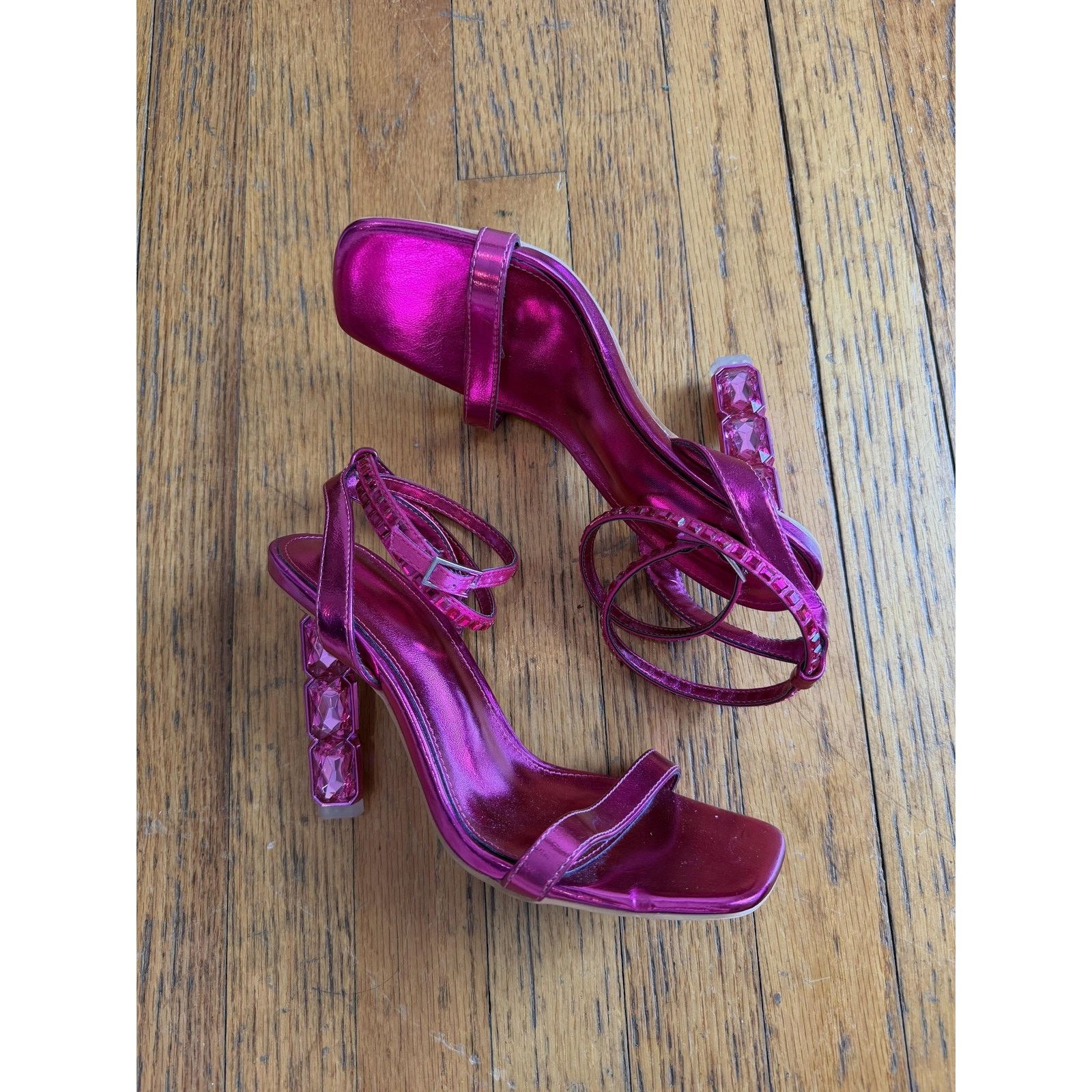Other Pink Rhinestone Strappy Heel Sandals Shoes Womens Size 8 Size US 8 / IT 38 - 3 Thumbnail