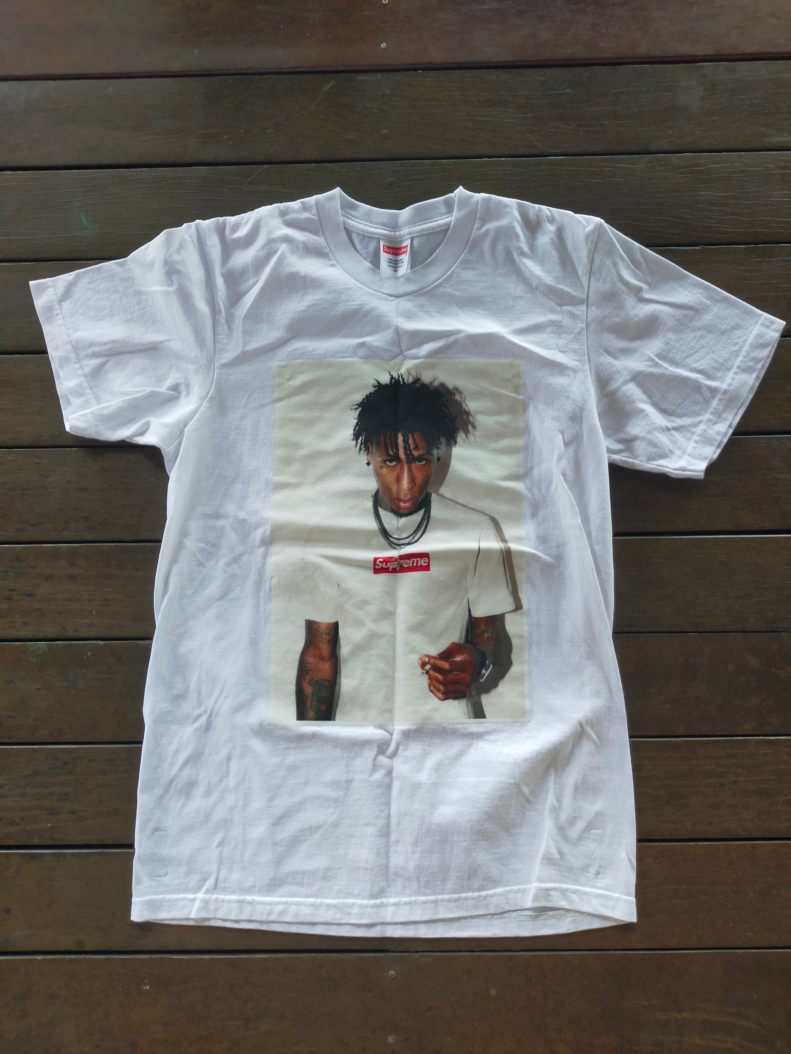 image of Nba Youngboy Ss23 Shirt in White, Men's (Size Small)