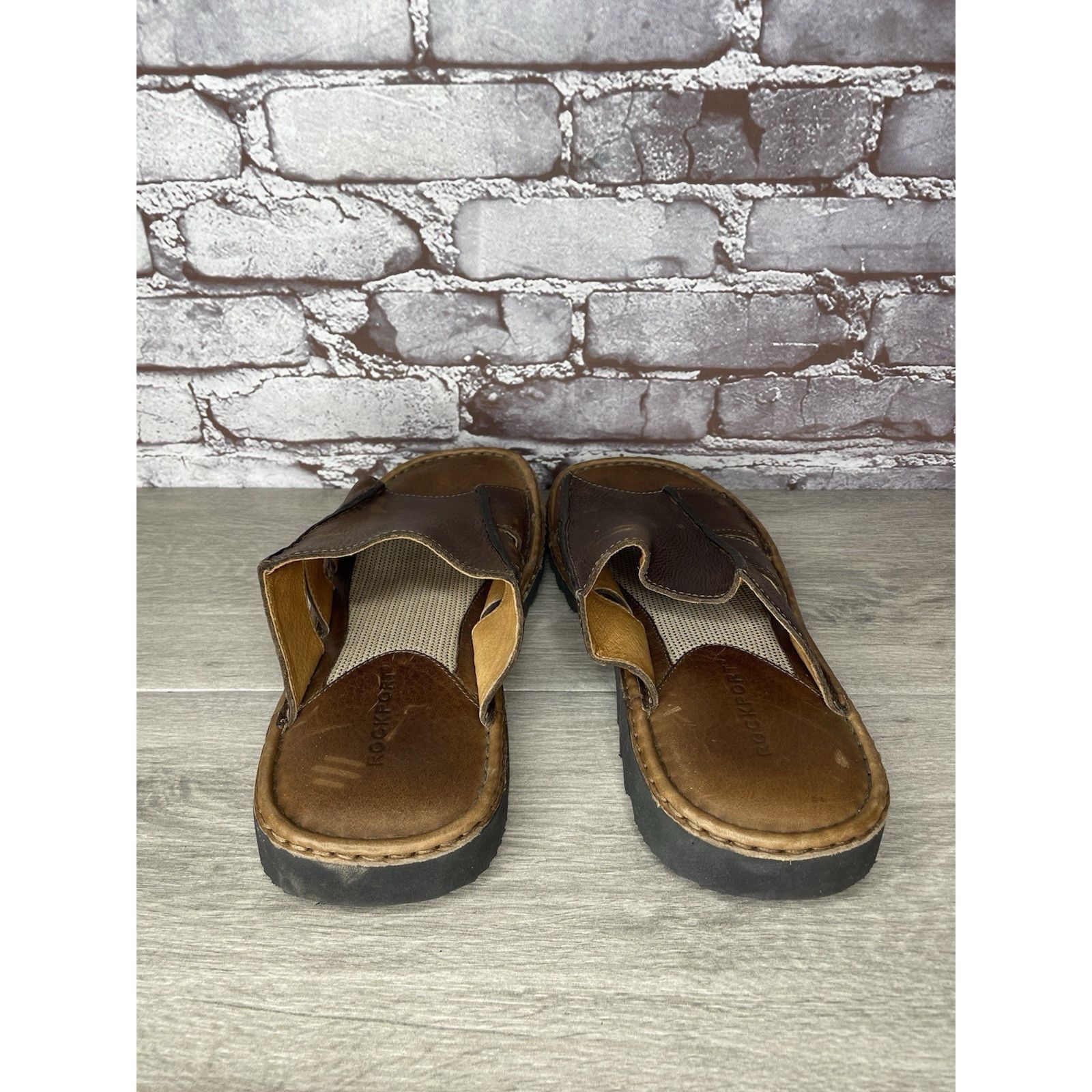 Rockport Rockport Brown Leather Cushion Open Toe Casual Slides Sandal Size US 11 / EU 44 - 6 Thumbnail