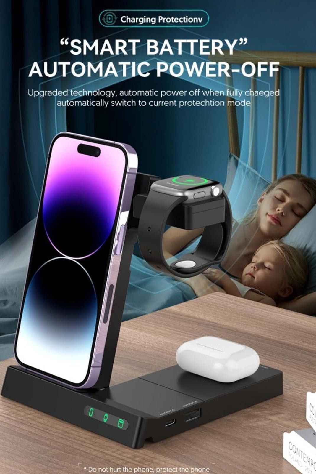The Unbranded Brand Multi-Charging Dock Wireless Charger Station 6-in-1 Size ONE SIZE - 7 Thumbnail