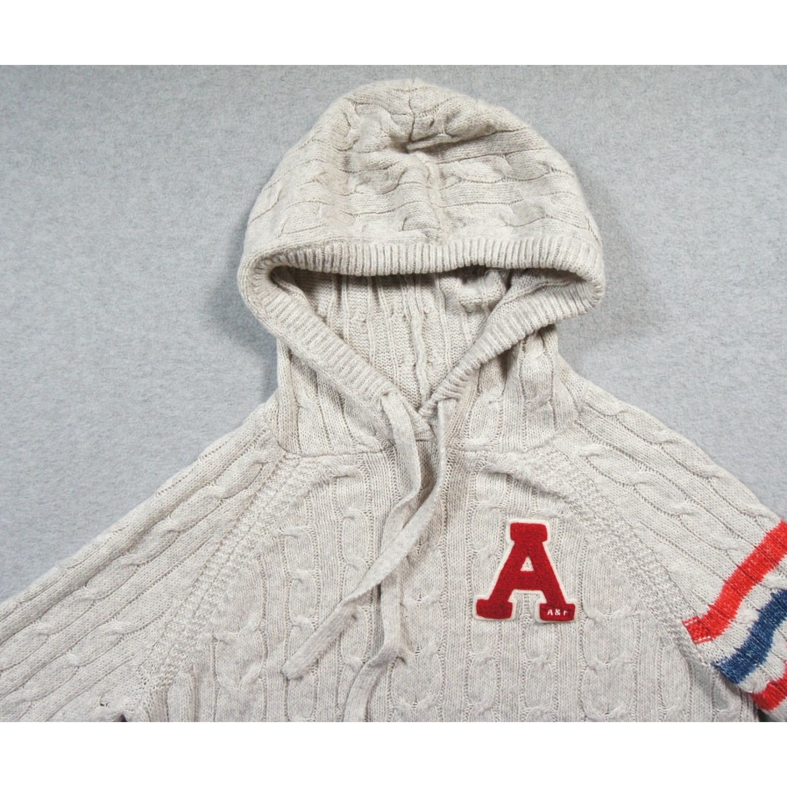 Abercrombie & Fitch Abercrombie & Fitch Sweater Womens Small Gray Hoodie Cable Knit Pullover Ladies Size S / US 4 / IT 40 - 2 Thumbnail