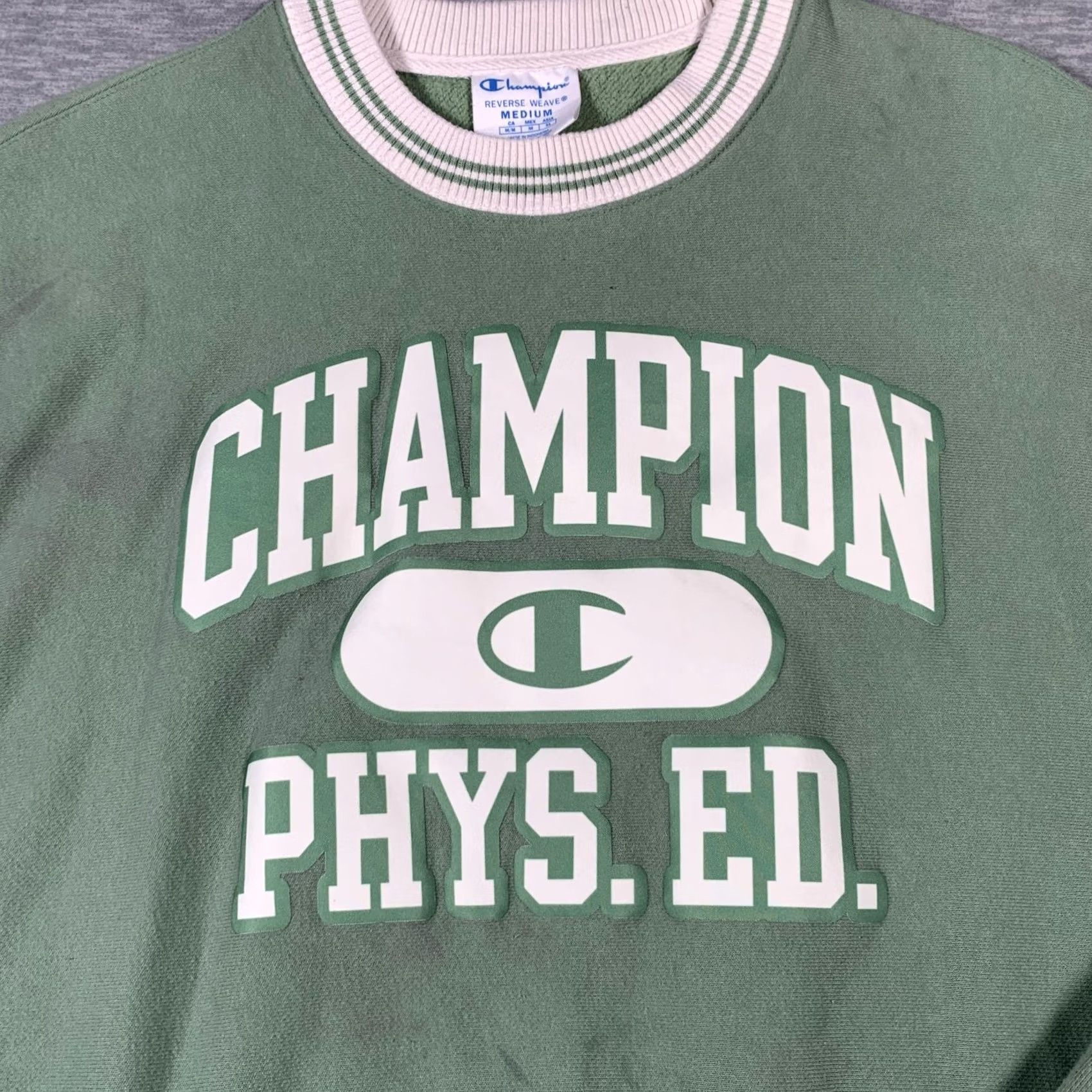 Champion Champion Sweatshirt Mens Medium Green Reverse Weave Phys. Ed. Crewneck Pullover Size US M / EU 48-50 / 2 - 5 Thumbnail