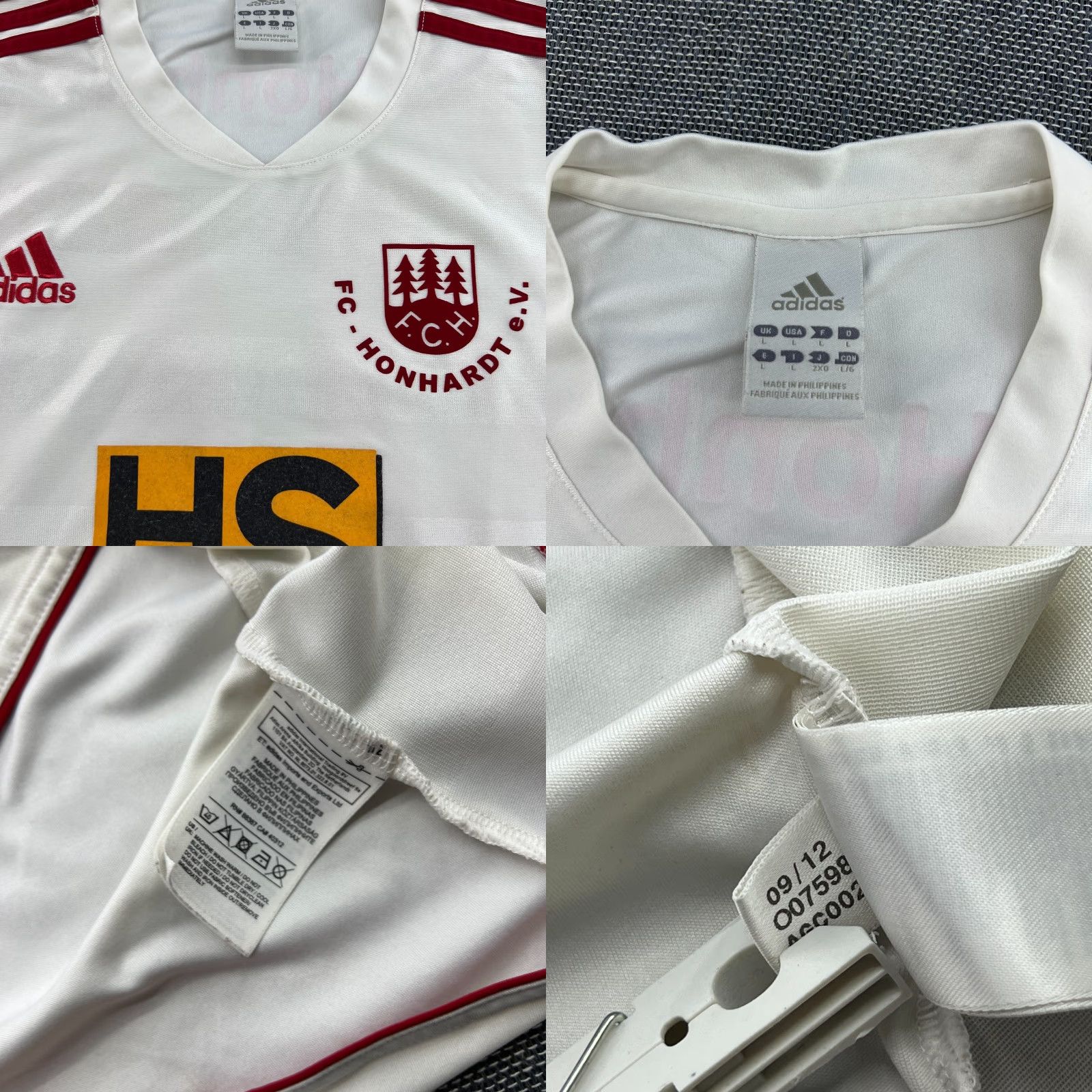 Adidas adidas FC Honhardt 2012 Football Jersey Haag Mens Large White Jersey Shirt Mens L Adidas White Football Size US L / EU 52-54 / 3 - 9 Thumbnail