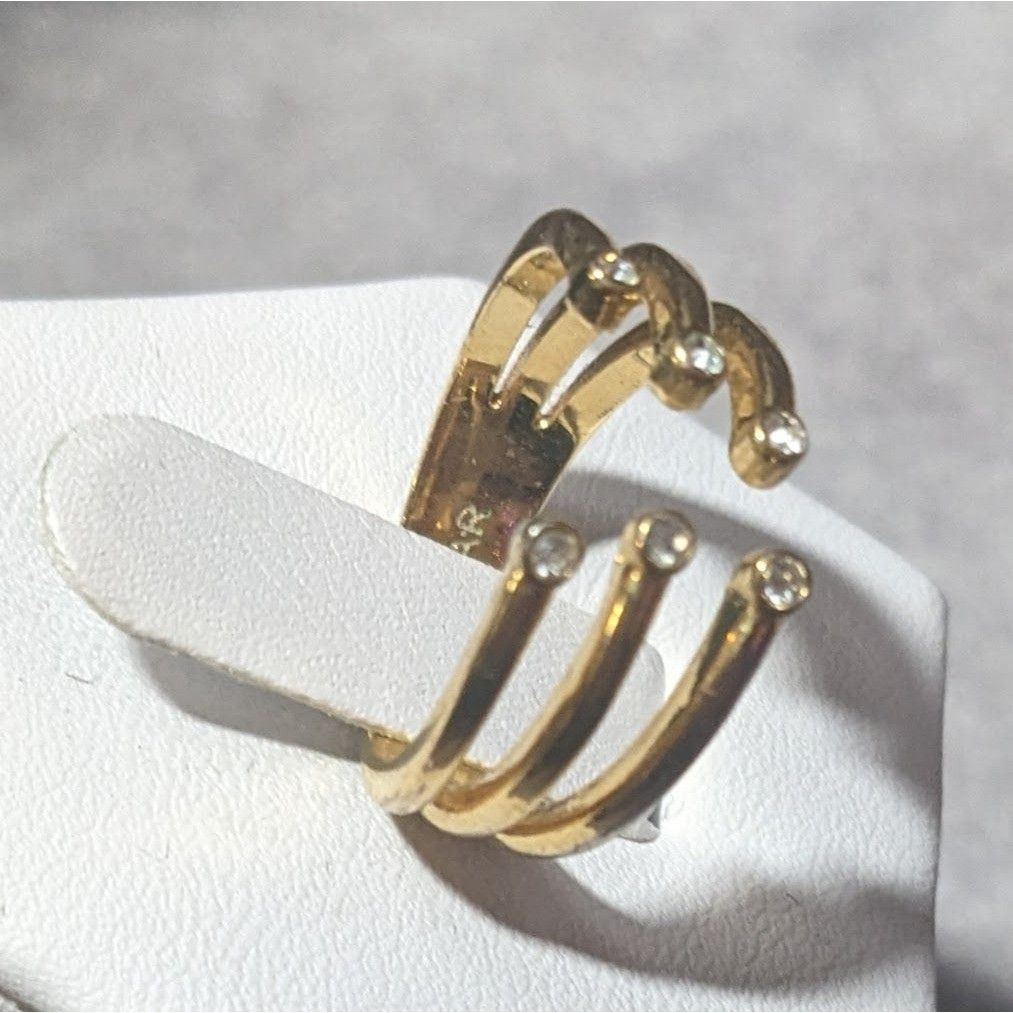 Other Baublebar Glam Gold Tone Tripe Layer Cage Ring With Clear St Size ONE SIZE - 2 Thumbnail