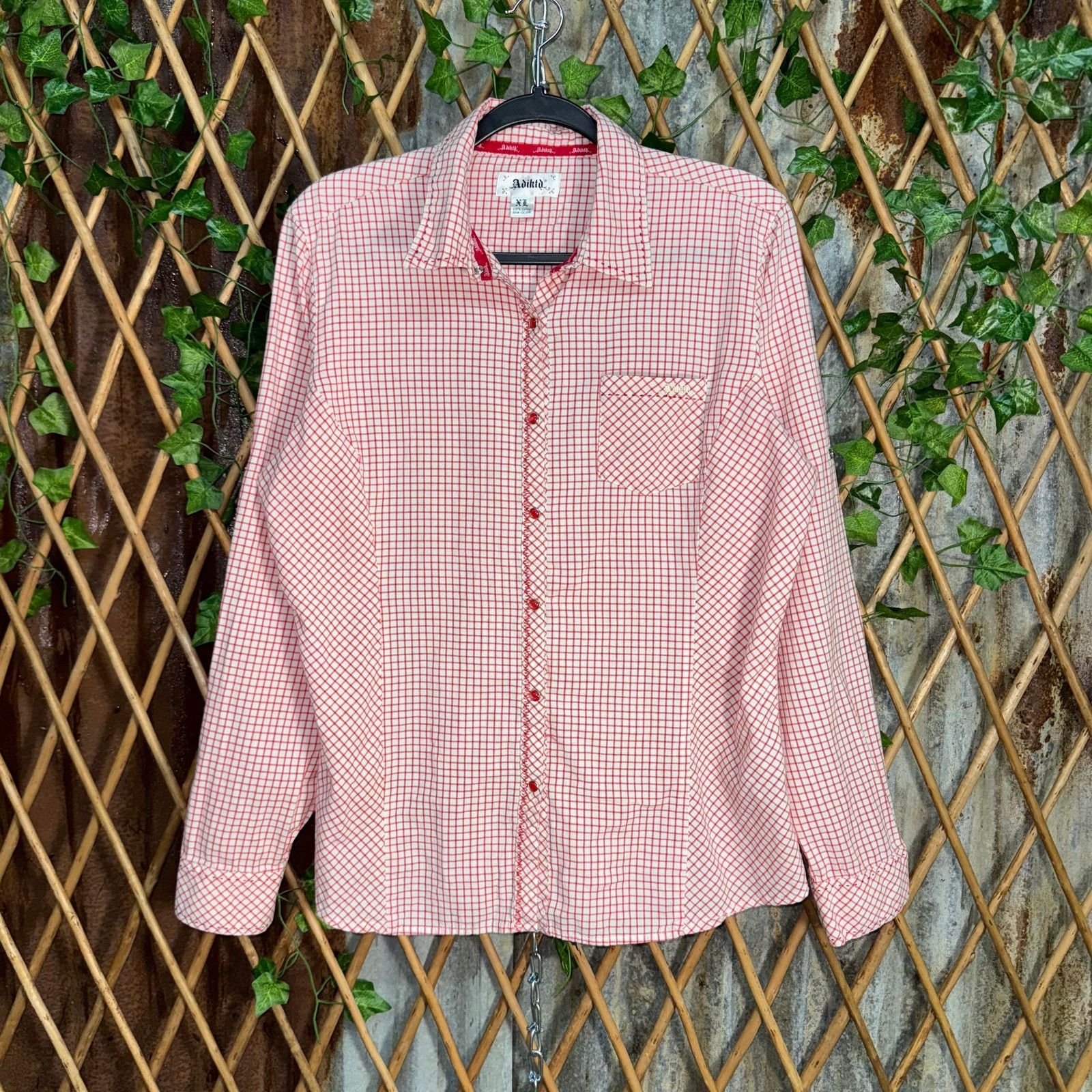 Vintage Vintage Y2K ADIKTD plaid flannel 00s embroider flower TShirt Size US XL / EU 56 / 4 - 1 Thumbnail