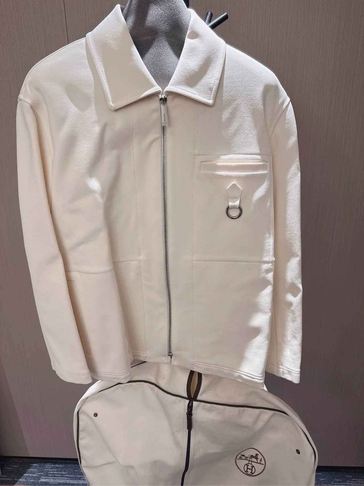 Hermes Hermes White Zip-Front Jacket Size US S / EU 44-46 / 1 - 1 Thumbnail
