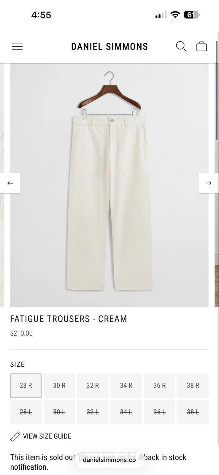 Daniel Simmons Fatigue Pants Size US 34 / EU 50 - 1 Thumbnail