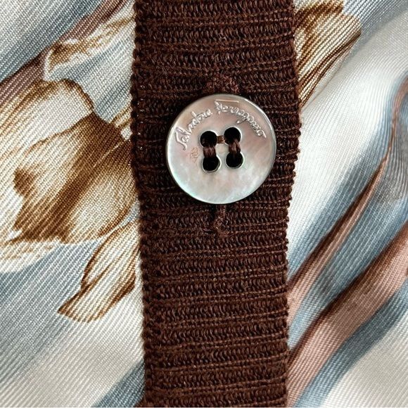 Salvatore Ferragamo × Vintage Salvatore Ferragamo Scarf Front V Neck Knit Cardigan Branded Size L / US 10 / IT 46 - 6 Thumbnail
