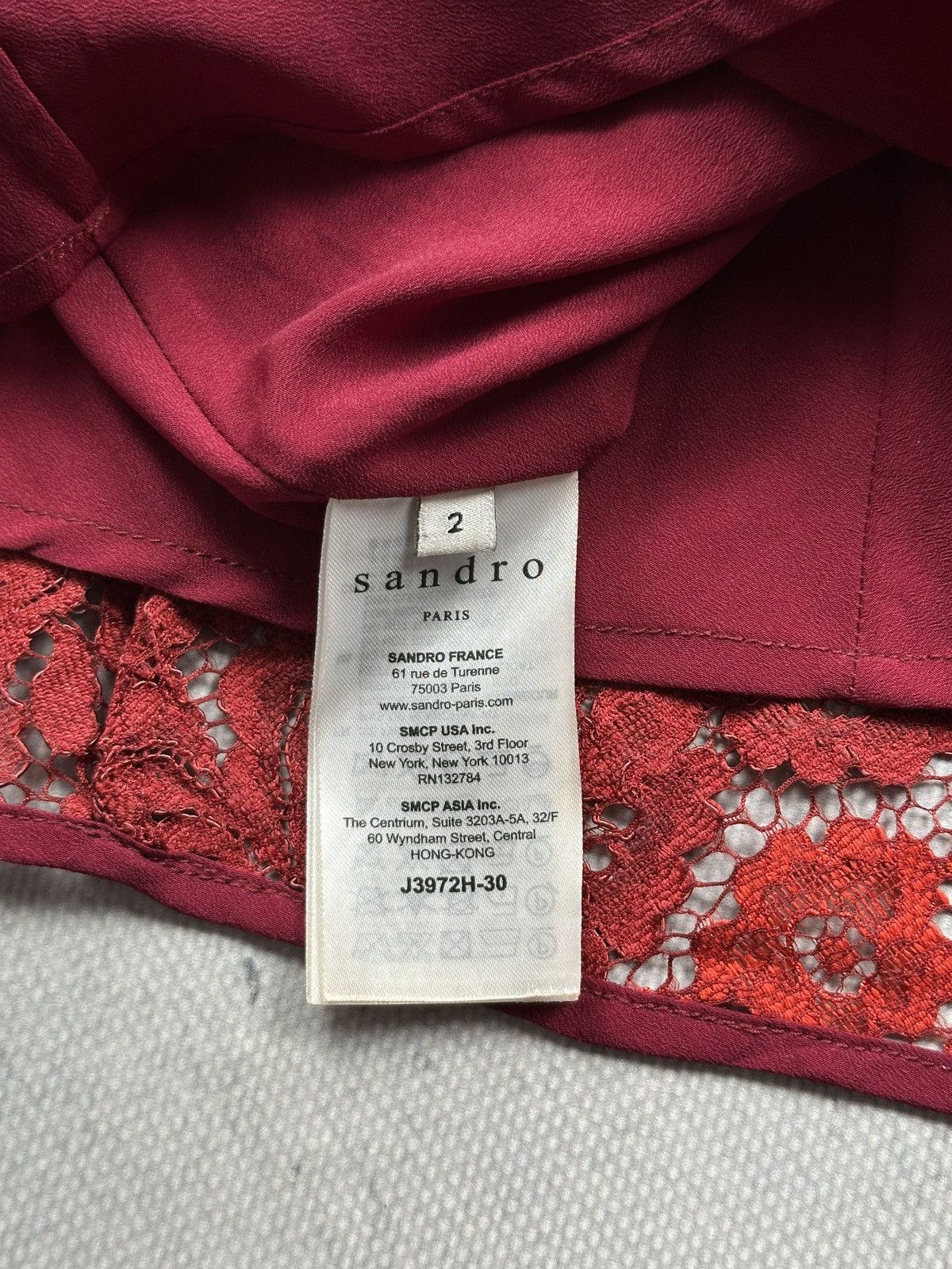 Sandro Sandro Paris Red Lace A-Line Skirt Luxury Romantic Chic Lux Size 27" / US 4 / IT 40 - 14 Thumbnail