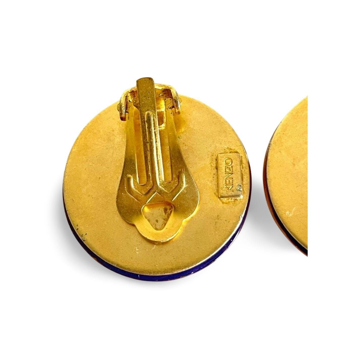 Kenzo Vintage KENZO purple and orange round flower resin earrings. Size ONE SIZE - 5 Thumbnail