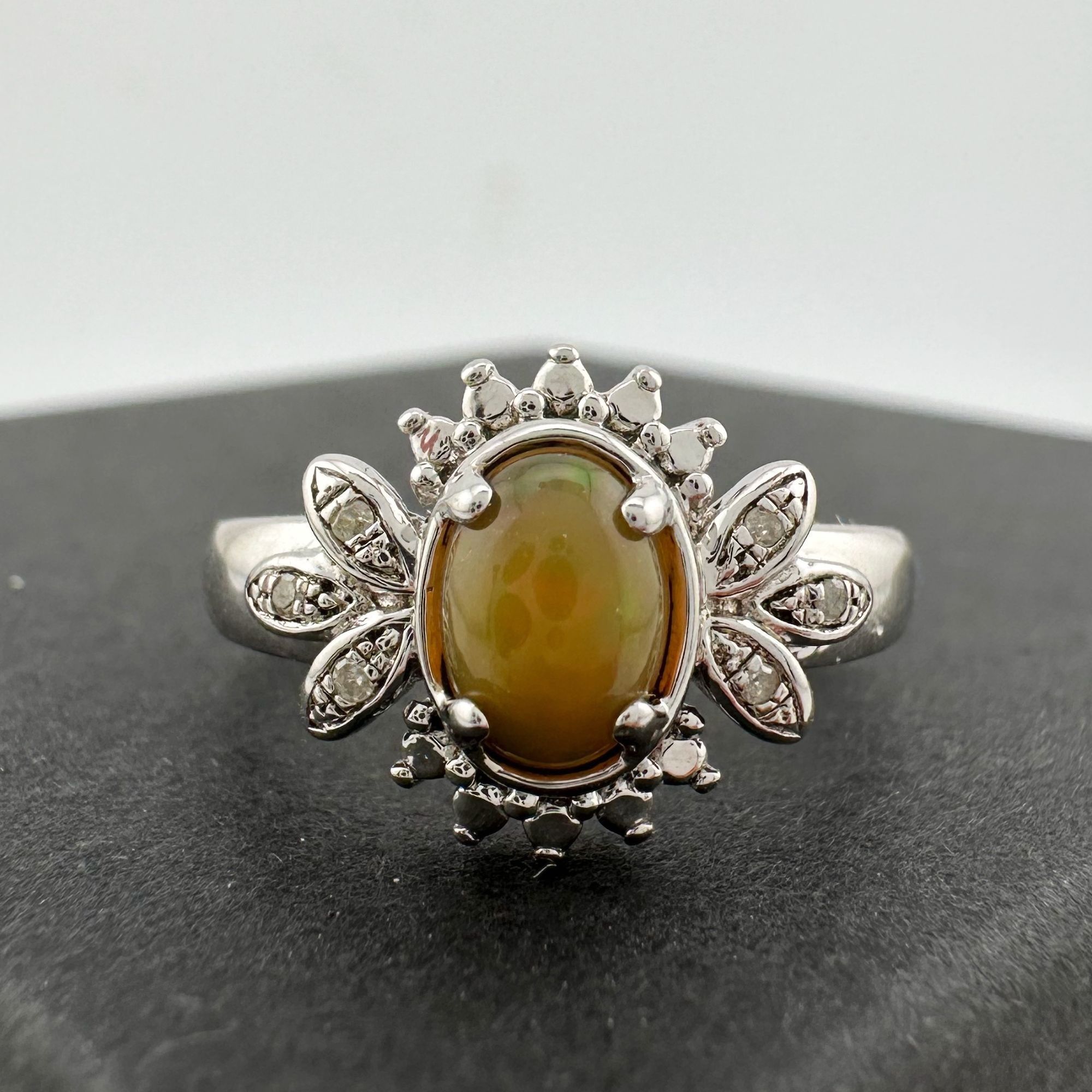 Other Natural Cabochon Australian Opal Ring with Small Diamond Si Size ONE SIZE - 11 Thumbnail
