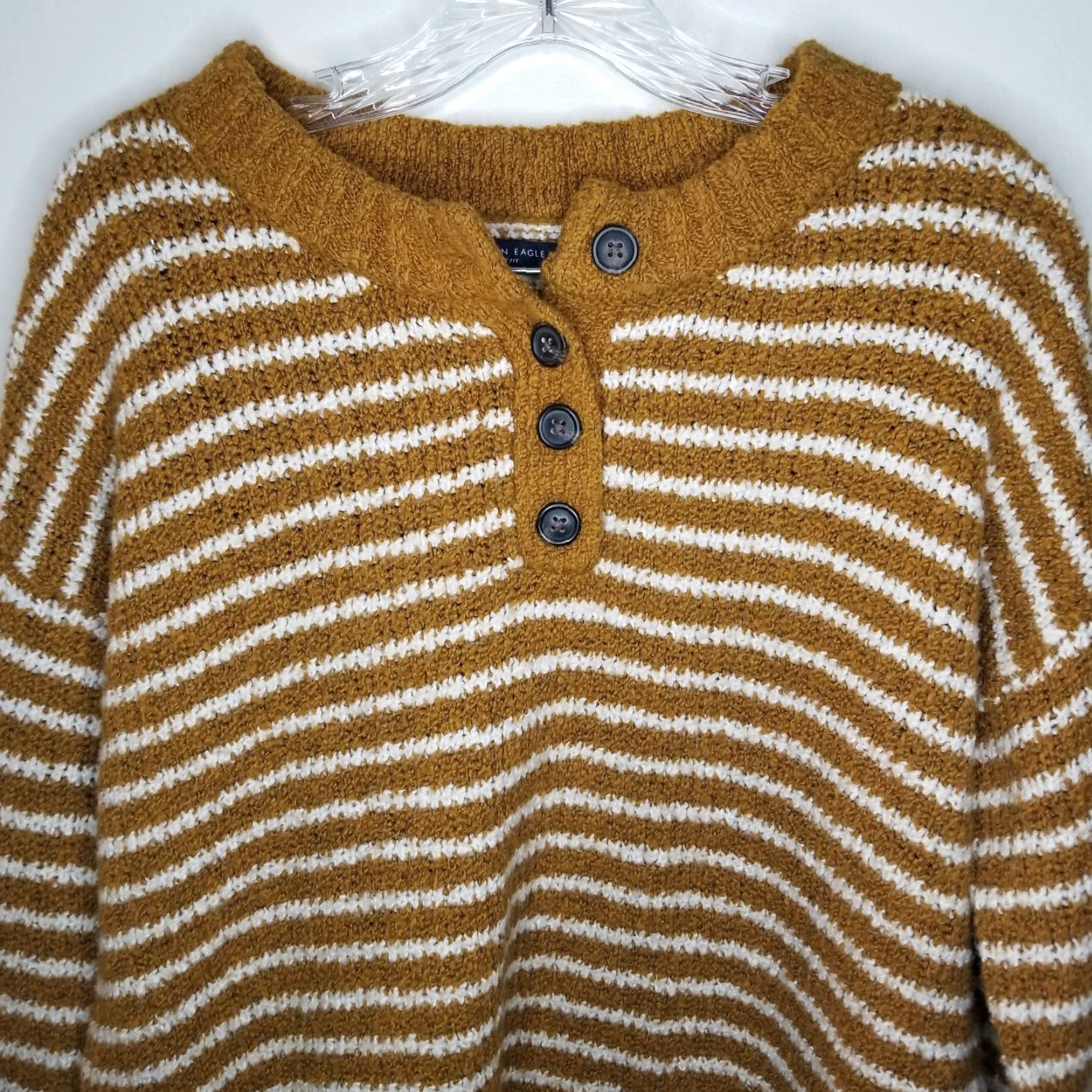 American Eagle Outfitters AMERICAN EAGLE Striped Long Sleeve Pullover Sweater Womens XS Brown Size XS / US 0-2 / IT 36-38 - 2 Thumbnail