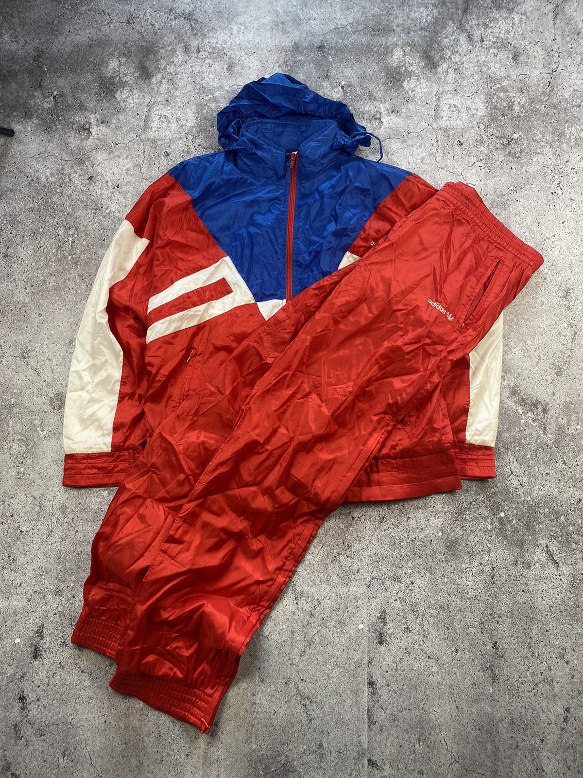 Vintage 90s Adidas baggy nylon Track Suit Rave Y2K Style