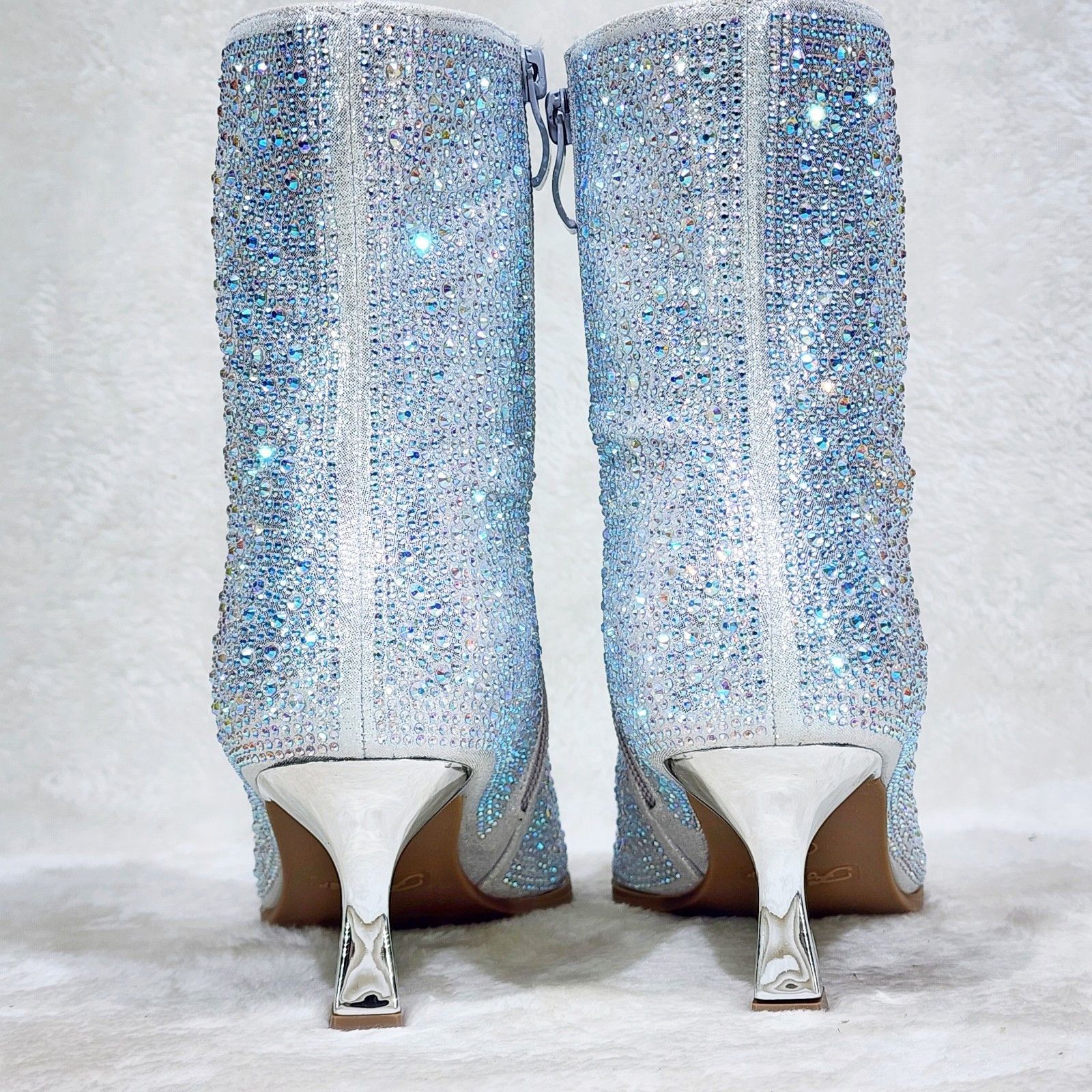 Other Silver Rhinestone Ankle Boots 2.5" Kitten Heels Size US 7 / IT 37 - 5 Thumbnail