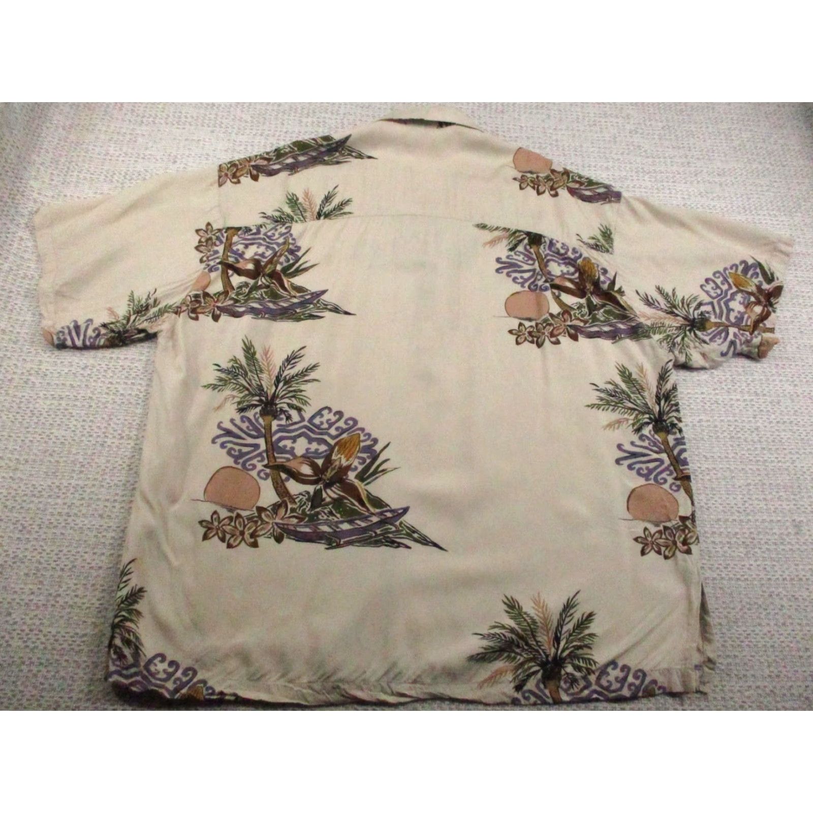 Vintage Pineapple Moon Shirt Mens 2XL Beige Hawaiian Aloha Rayon Palm Tree Print Casual Vintage Beach Boat Shirt Mens 2XL Size US XXL / EU 58 / 5 - 7 Thumbnail