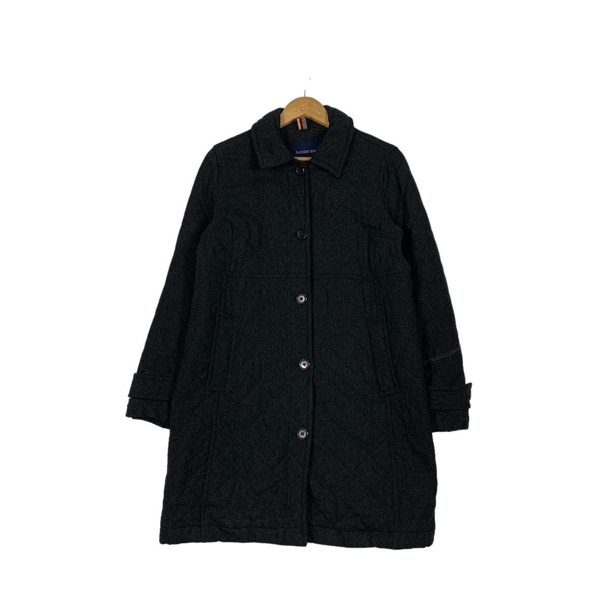 Lands' End LANDS’ END Primaloft Wool Rayon Black Coat #1132-C52 Size L / US 10 / IT 46 - 1 Thumbnail
