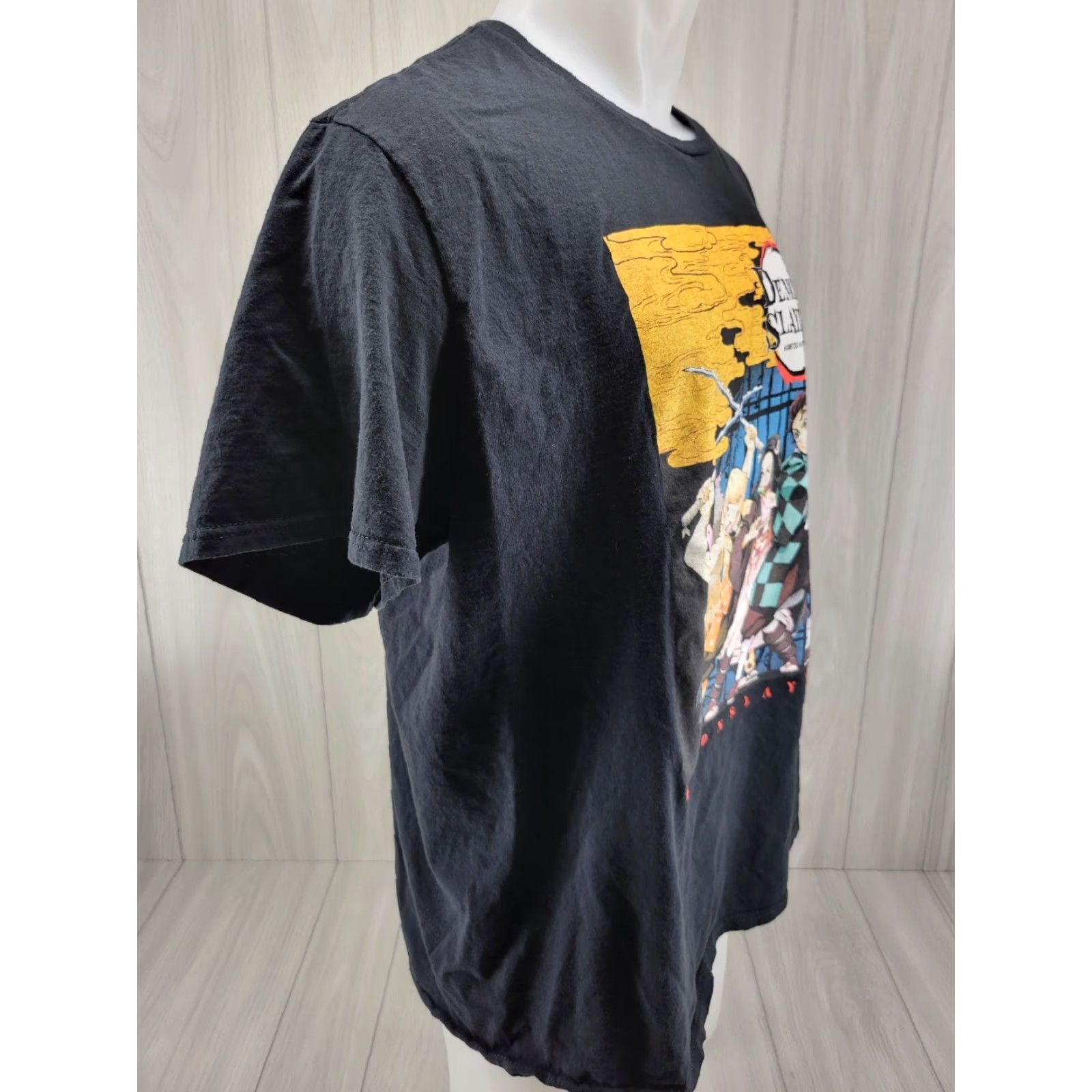Vintage Demon Slayer T-Shirt Men 2XL Black Cotton Short Sleeve Crew Neck Logo Printed Japanese Manga Graphic Size US XXL / EU 58 / 5 - 4 Thumbnail