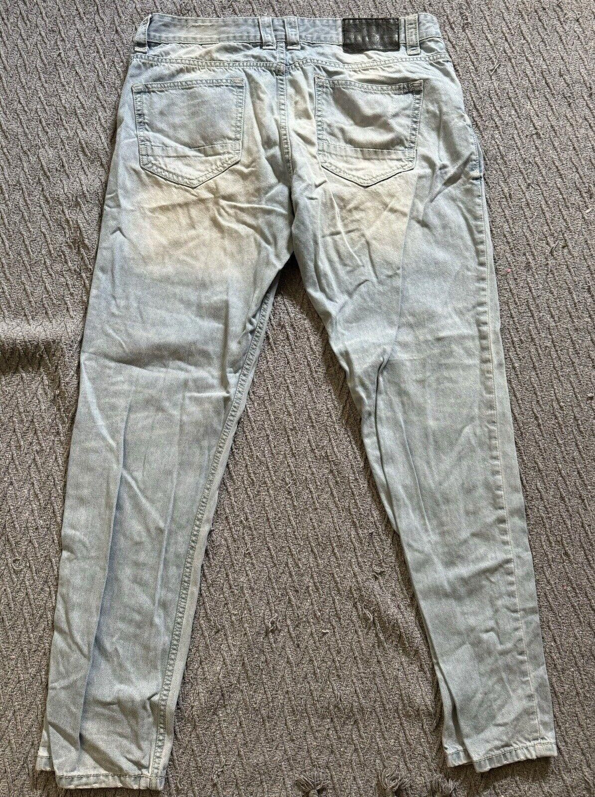 Designer Smoke Rise Jeans Mens 36 (Fits 36x34) Biker Pants Stretch Size US 36 / EU 52 - 2 Thumbnail