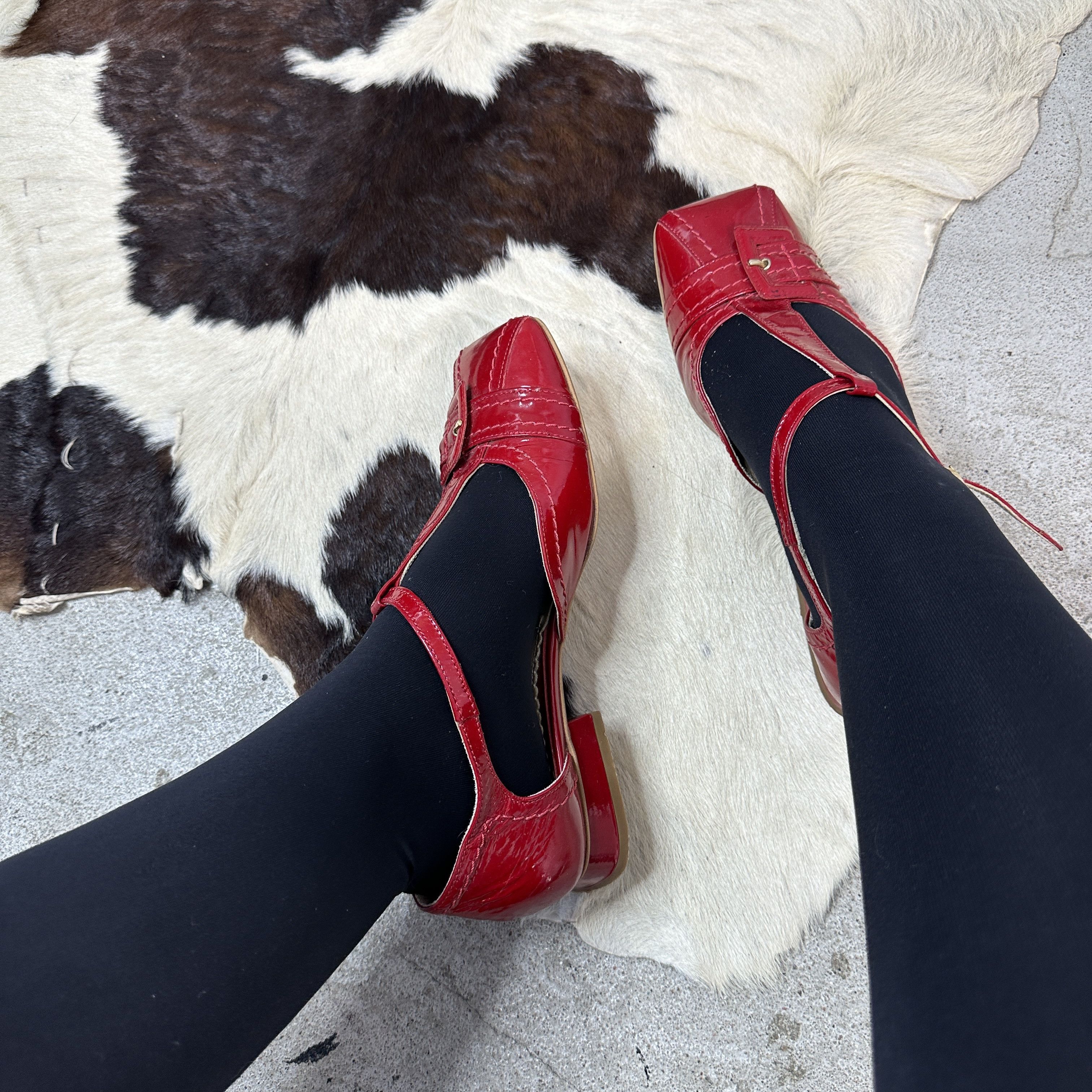 Vintage Buckle Leather Shoes Vintage Cherry Red Size US 10 / IT 40 - 4 Thumbnail