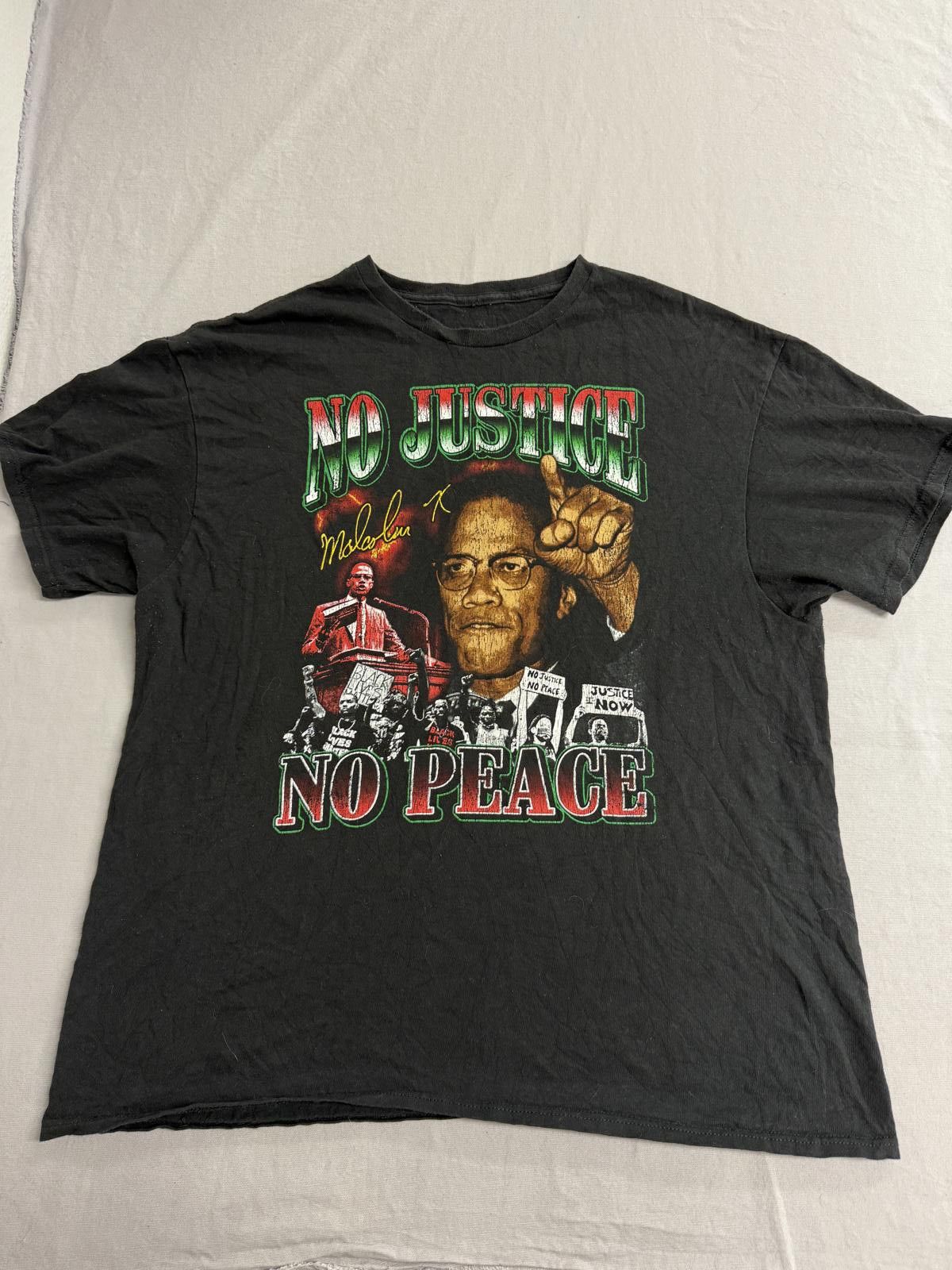 Designer Malcolm X Rap Tee No Justice No Peace T-shirt Cracking XL Size US XL / EU 56 / 4 - 1 Thumbnail