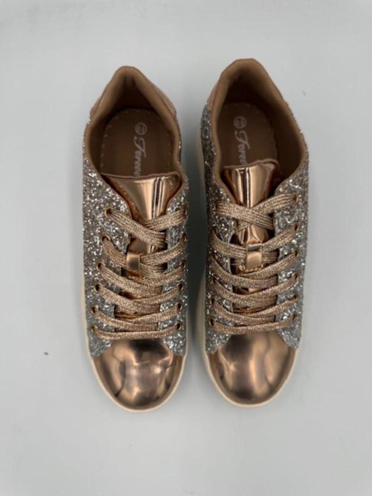 Forever 21 Forever Rose Gold Glitter Sneakers Size W6.5 Size US 6.5 / IT 36.5 - 5 Thumbnail