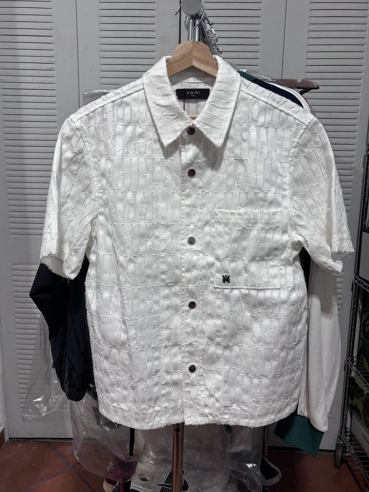 Amiri Amiri Logo Frayed White Button Up Size US S / EU 44-46 / 1 - 1 Thumbnail