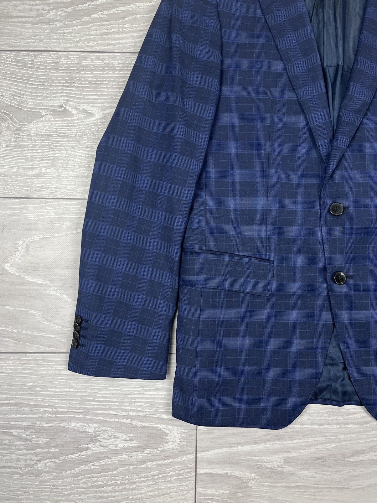 Hugo Boss Hugo Boss Wool/Silk Plaid Blue Two Buttons Suit Blazer Pants Size 36R - 7 Thumbnail