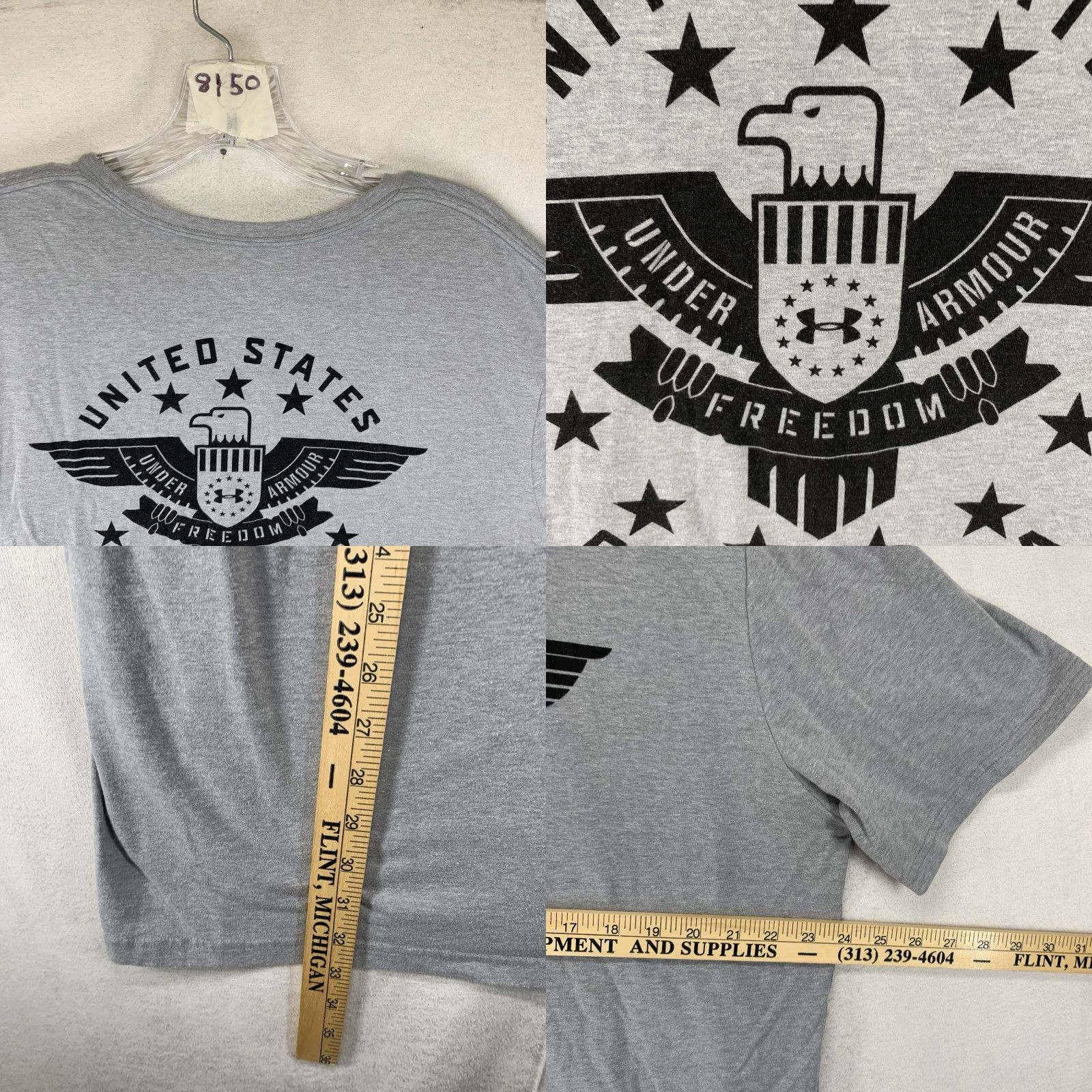 Under Armour VINTAGE Under Armour Men T-Shirt 2XL Gray Graphic Print American Flag Crew Neck Short Sleeve Athletic Tee Size US XXL / EU 58 / 5 - 8 Thumbnail