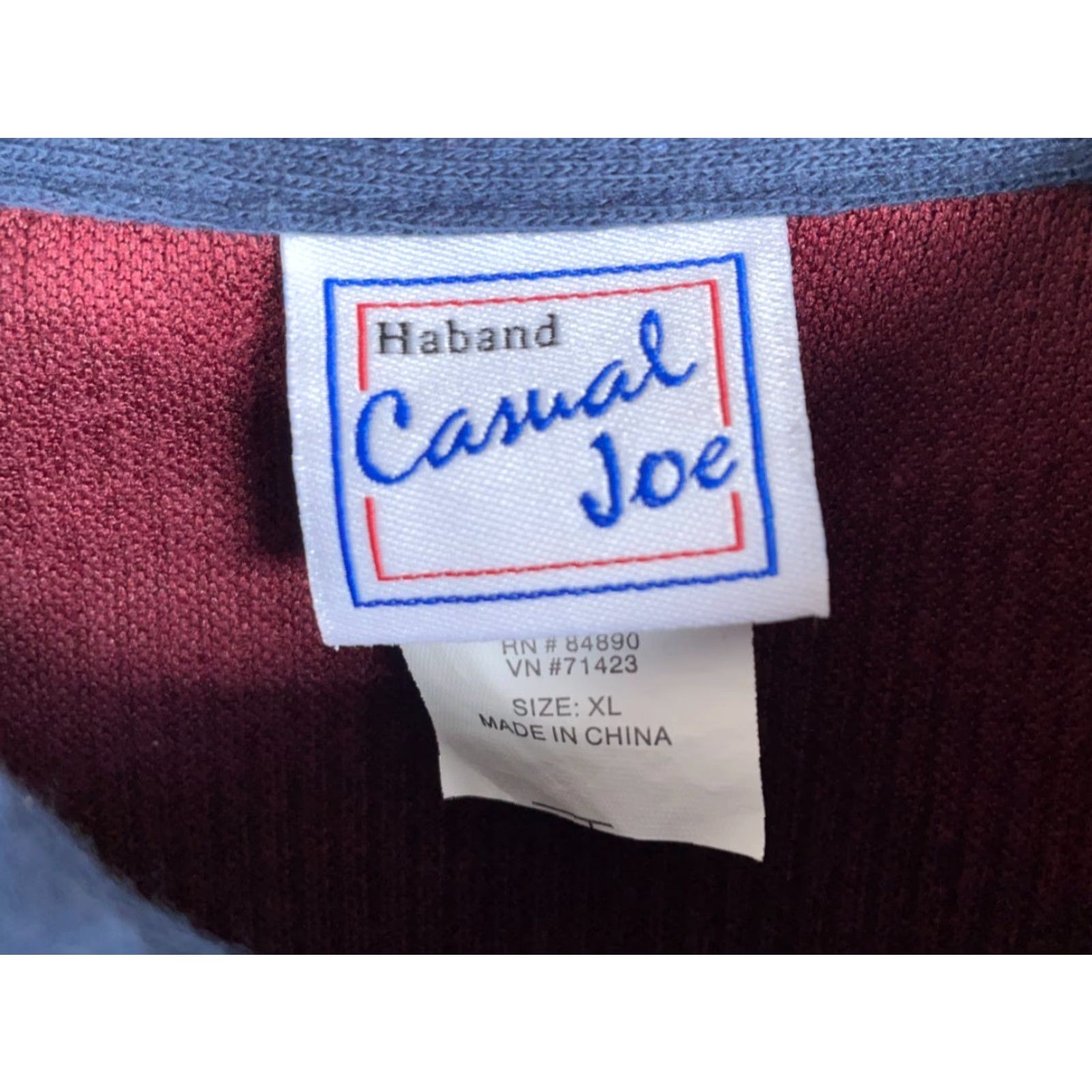 Haband Haband Polo Shirt Mens Adult XL Red Blue Striped Retro Textured Waffle Knit Long Sleeve Size US XL / EU 56 / 4 - 3 Thumbnail