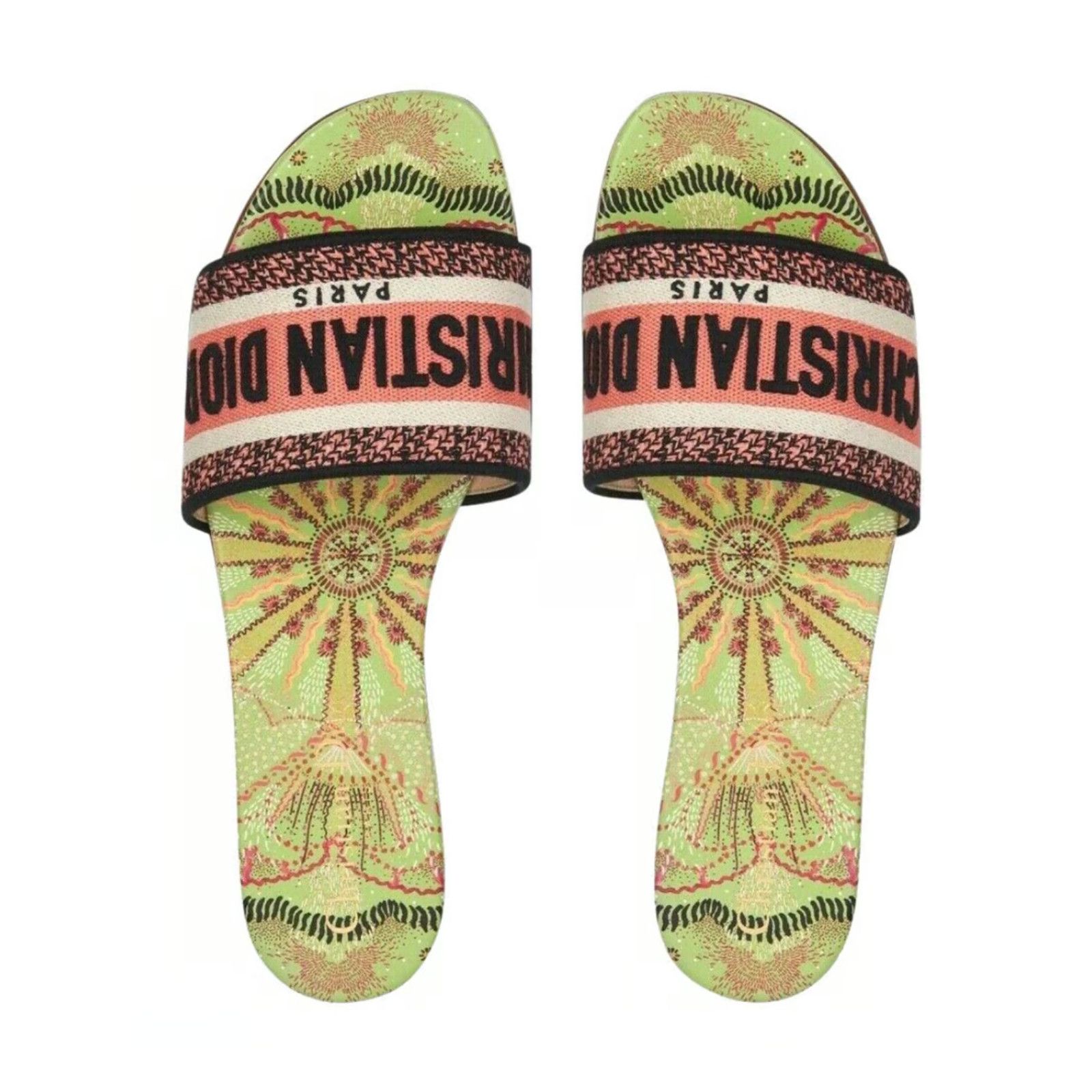 Dior In Lights Dway Embroidered Logo Slide Flat Sandal 35.5 Size US 5.5 / IT 35.5 - 2 Thumbnail