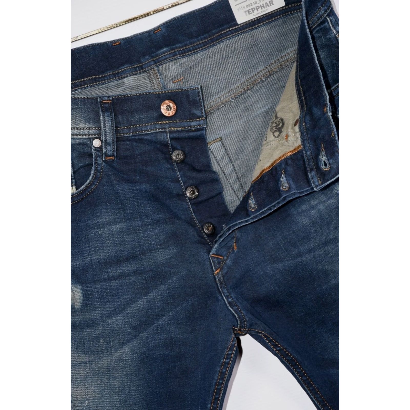 Diesel Diesel Tepphar Slim Carrot Jeans W30/L32 Blue Distressed Stretch 92% Cotton 2% Elastane Denim Men Jeans Regular 30xs Size US 30 / EU 46 - 4 Thumbnail