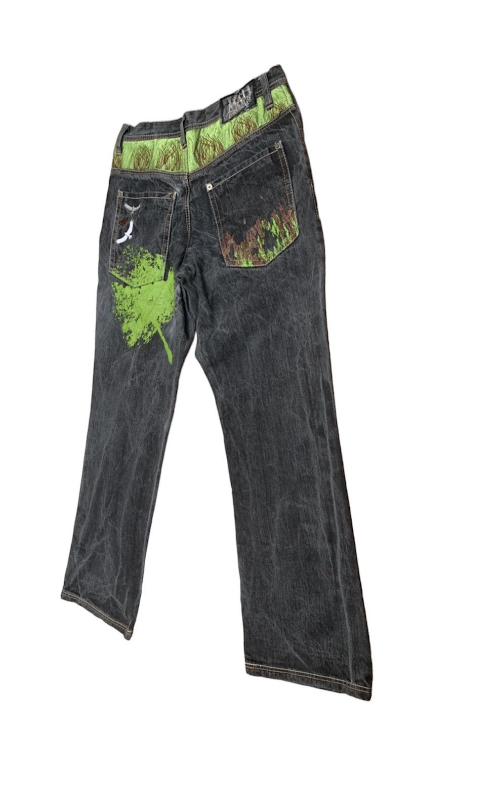 Art Comes First Mad Fashion Embroidered and Paint Print Denim Pants Size US 32 / EU 48 - 5 Thumbnail