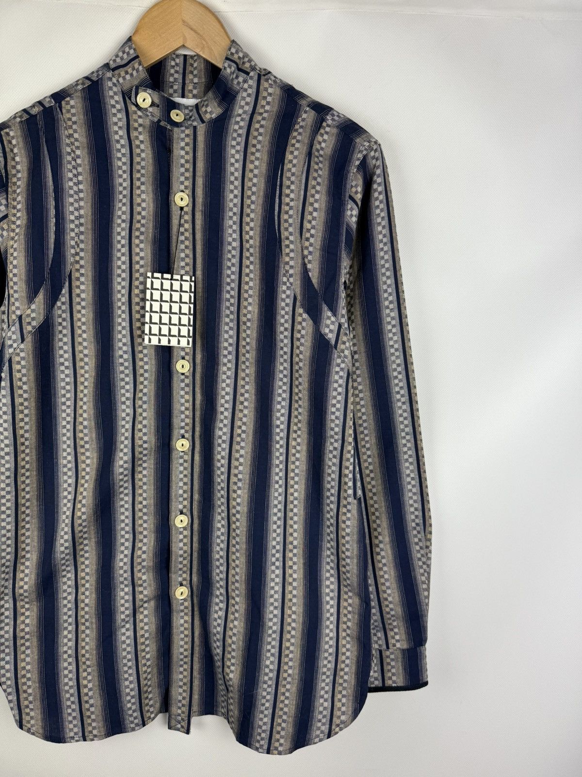 Designer BNWT! Labrum L/S Collarless Patterned Button Up Shirt Size US M / EU 48-50 / 2 - 3 Thumbnail