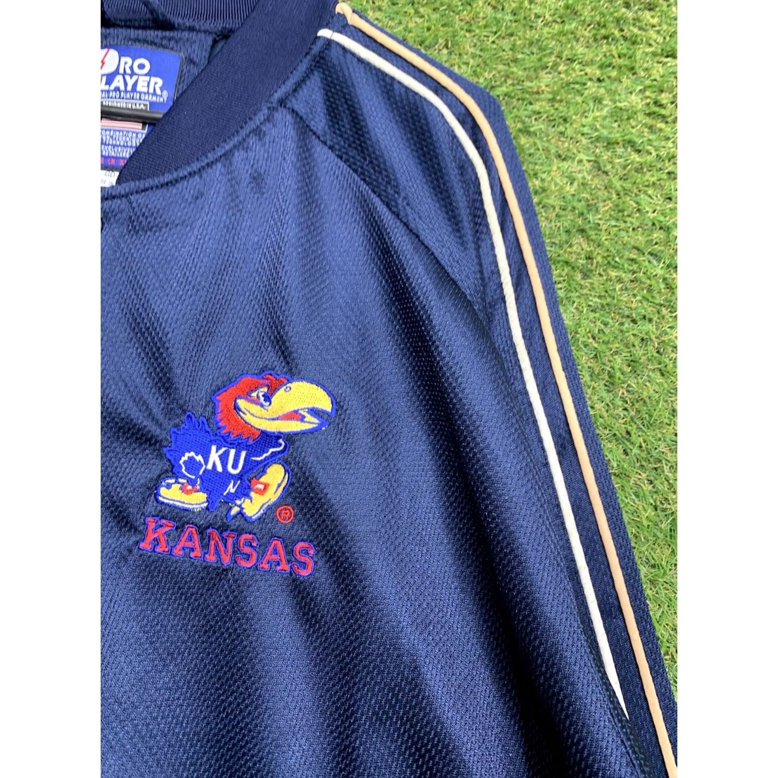 Pro Player VINTAGE Pro-player Jacket Mens Large Full Zip Embroidered Blue University Football Jayhawks KU Y2k Art Sports College Size US L / EU 52-54 / 3 - 3 Thumbnail