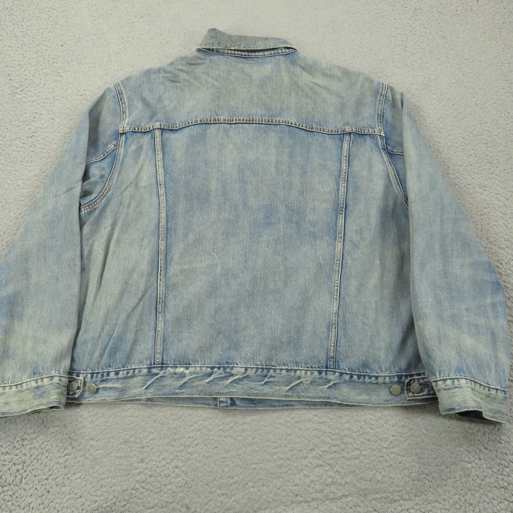 Polo Ralph Lauren Polo Ralph Lauren Jacket 2XB Mens Blue Light Wash Distressed Trucker Biker Moto Denim Jacket Size US XXL / EU 58 / 5 - 7 Thumbnail