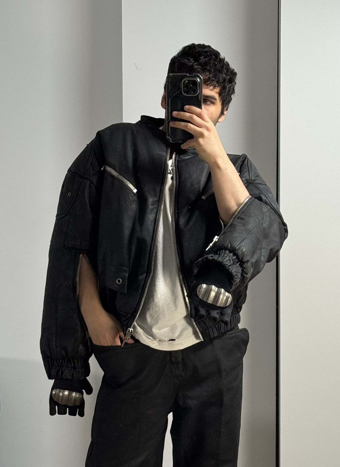 SHINE LUXURY RARE Shine Luxury “METHADONE” Layered Moto Bomber Jacket Size US S / EU 44-46 / 1 - 15 Thumbnail