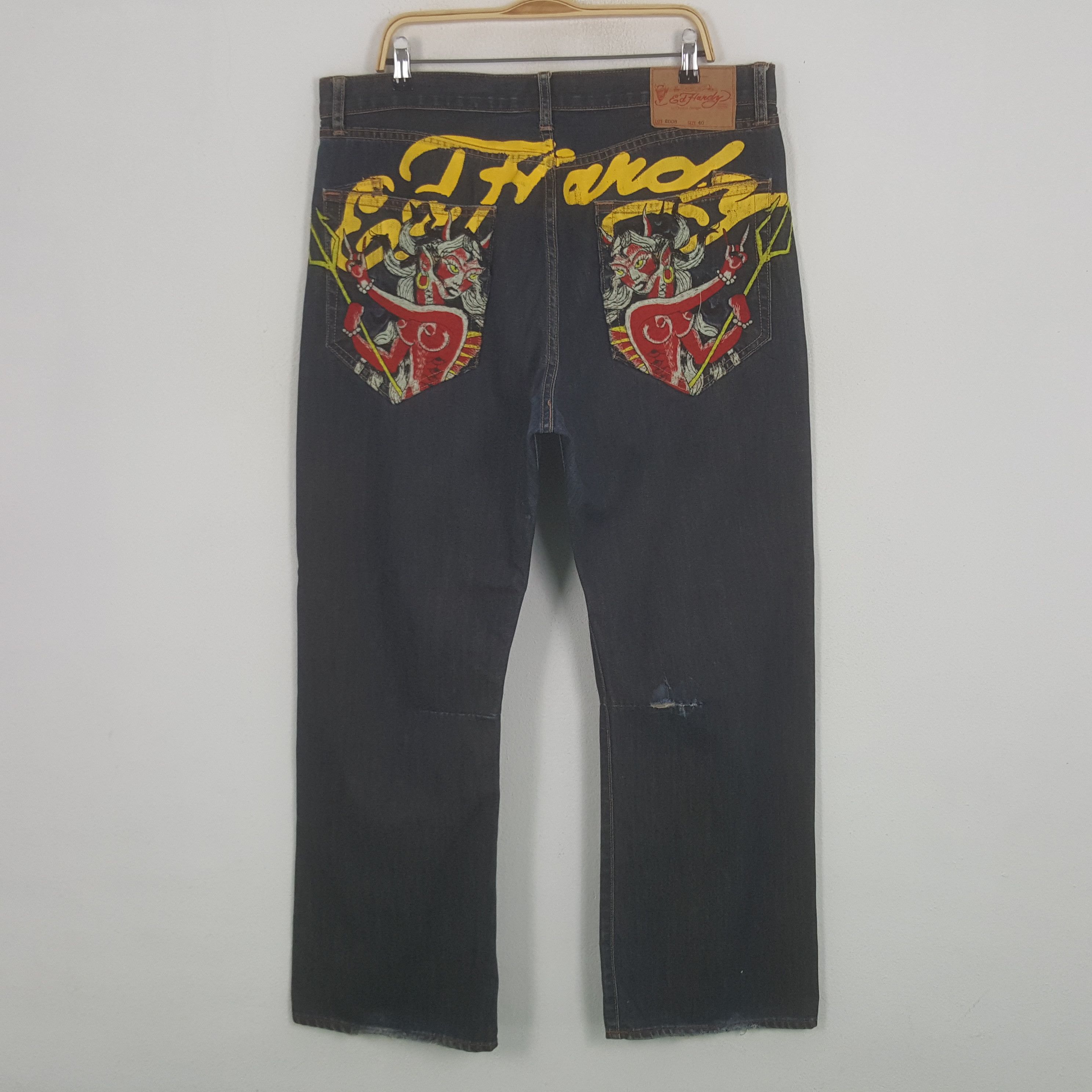 image of By Christian Audigier Big Art Logo Denim Jeans, Men's (Size 39)