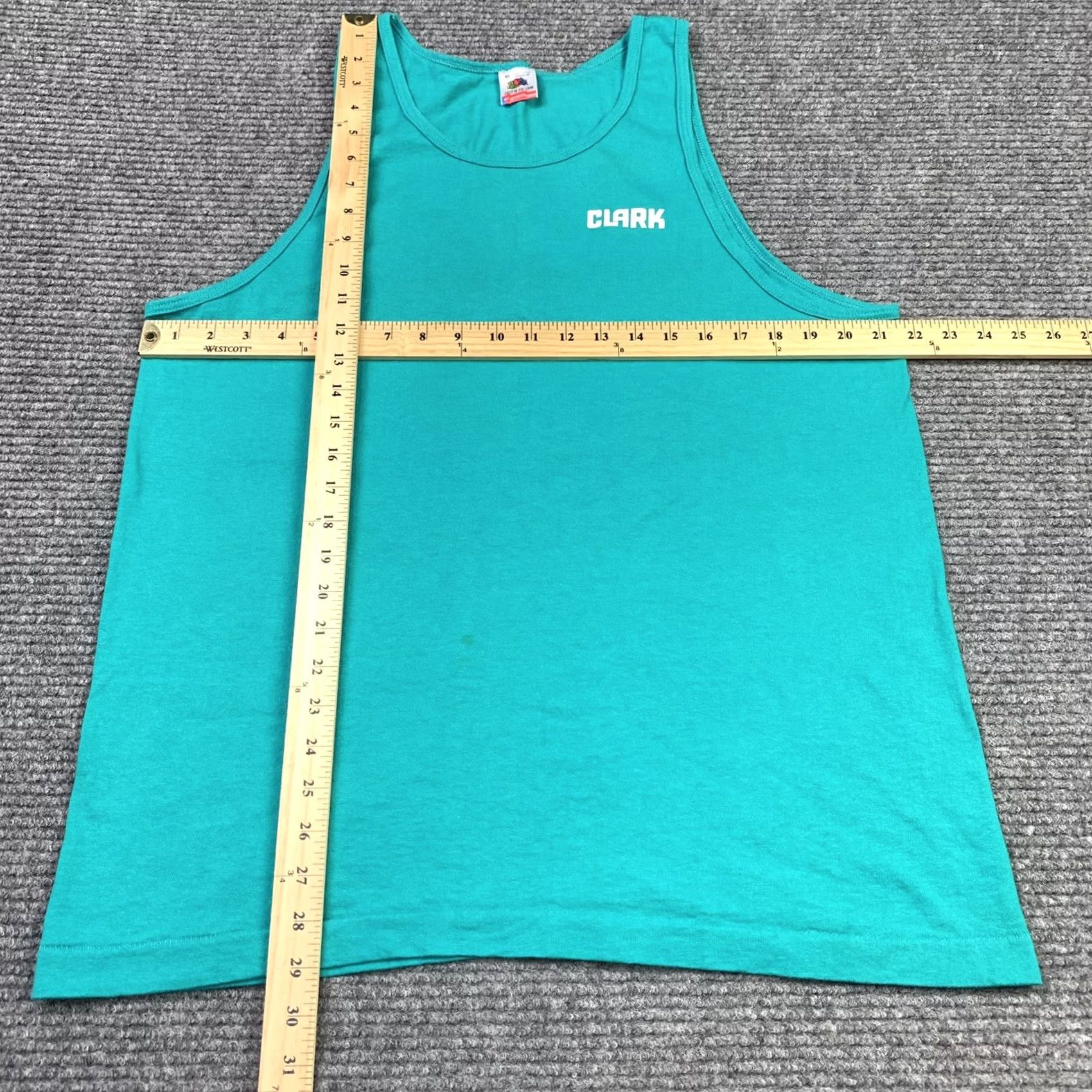 Fruit Of The Loom VINTAGE 90s Adult XL Green Tank Top Sleeveless Shirt Clark Team Fruit of the Loom Shirt Mens Tank Top Graphic Double Sided 90s Theme Size US XL / EU 56 / 4 - 4 Thumbnail