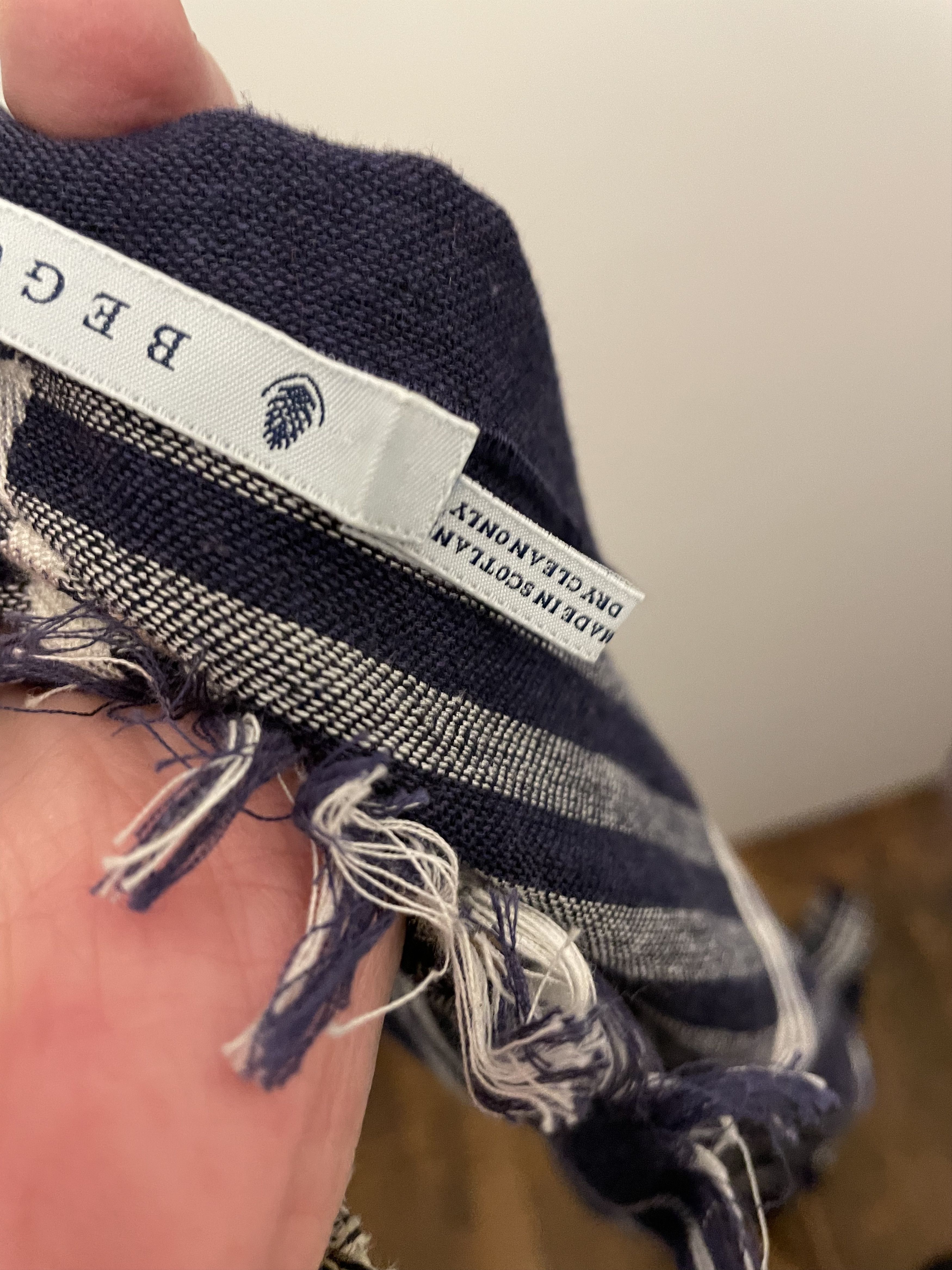 Begg x Co blue white cotton linen silk scarf Size 40 - 3 Thumbnail