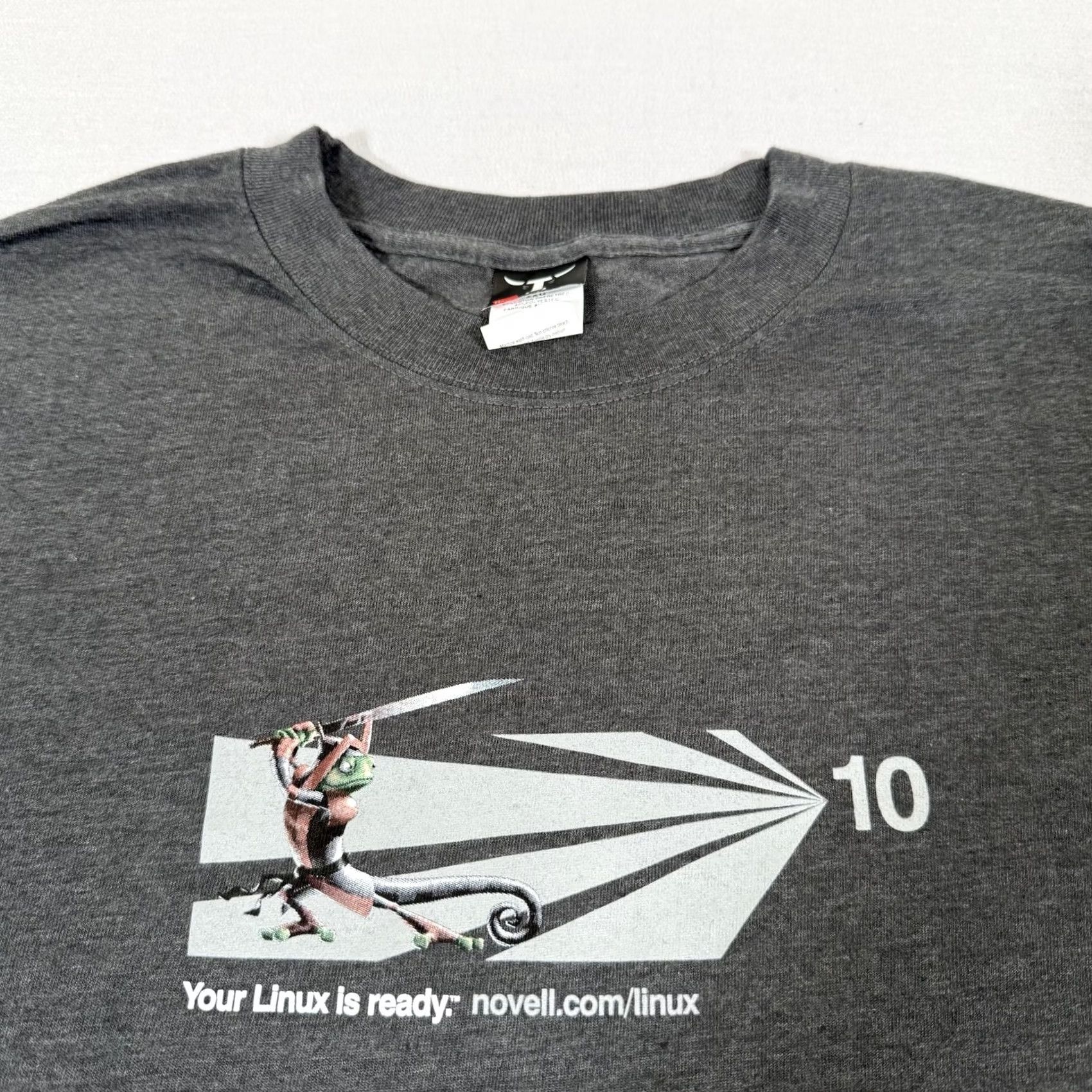 Hanes VINTAGE Linux Shirt Mens 2XL Gray Computer Tech Promo Tee Penguin Windows Y2K Size US XXL / EU 58 / 5 - 3 Thumbnail