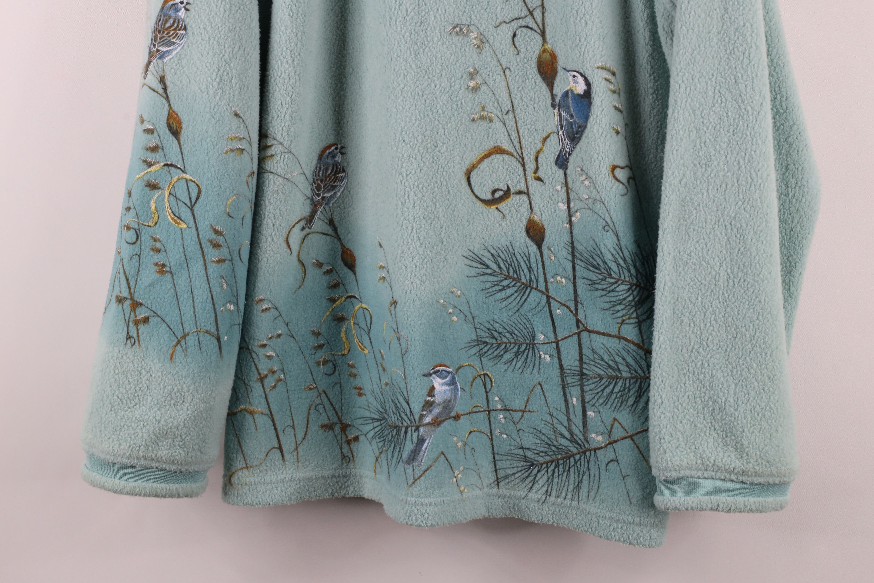Vintage Vintage 90s Country Primitive Marled Fleece Sweater Teal Size XXL / US 16-18 / IT 52-54 - 3 Thumbnail
