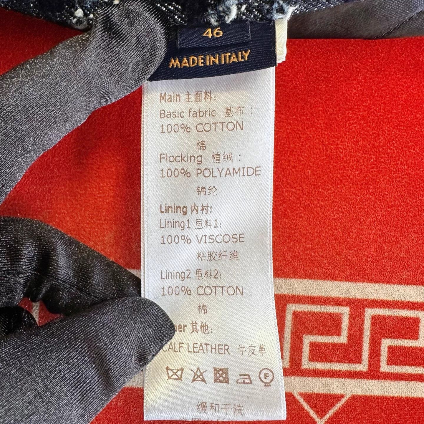 LV Denim Hooded Zip Flocked Logo Jacket Black 46