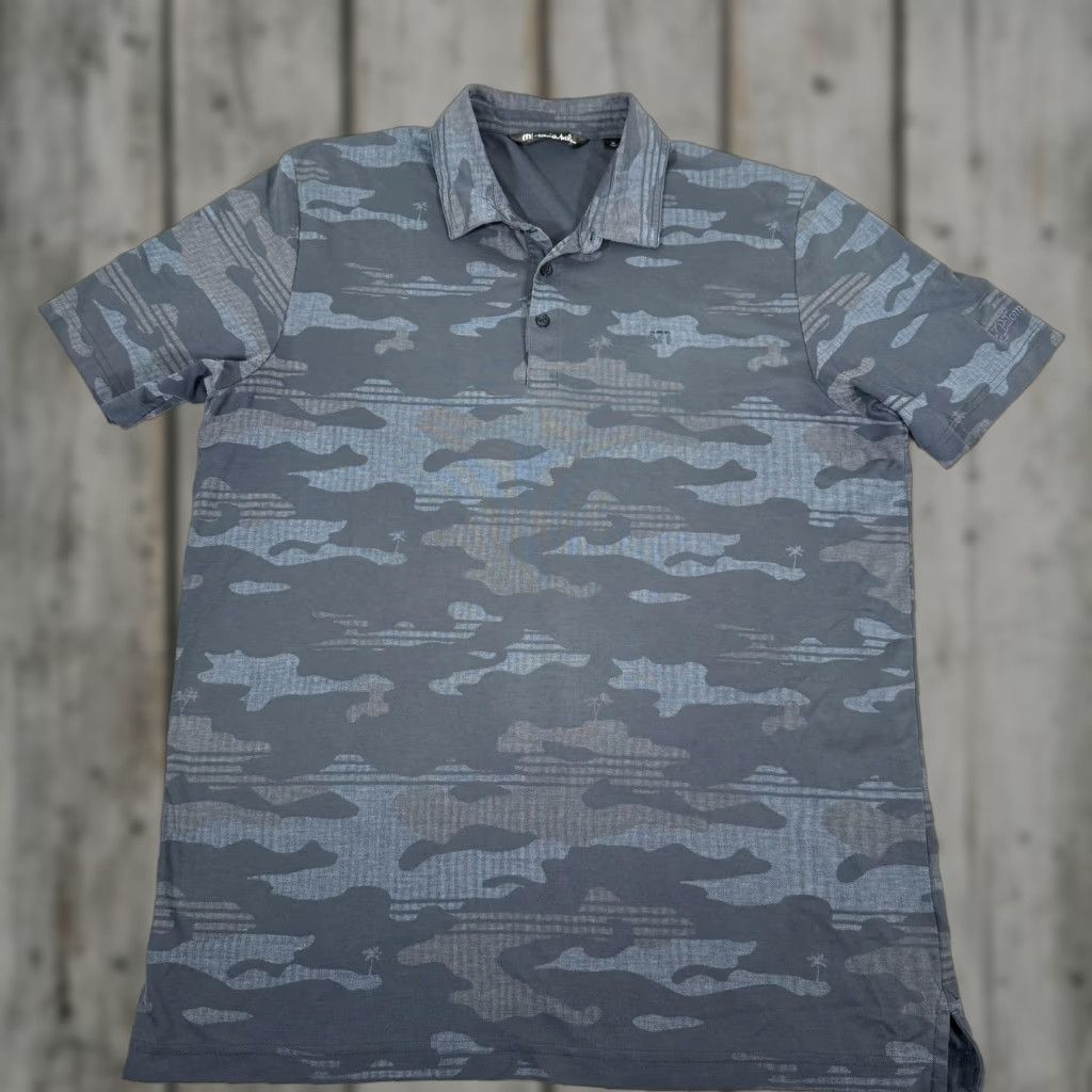 TravisMathew Travis Mathew Polo Shirt Mens XL Gray Blue Camouflage Golf Performance Athletic Short Sleeve Collared Logo Size US XL / EU 56 / 4 - 1 Thumbnail