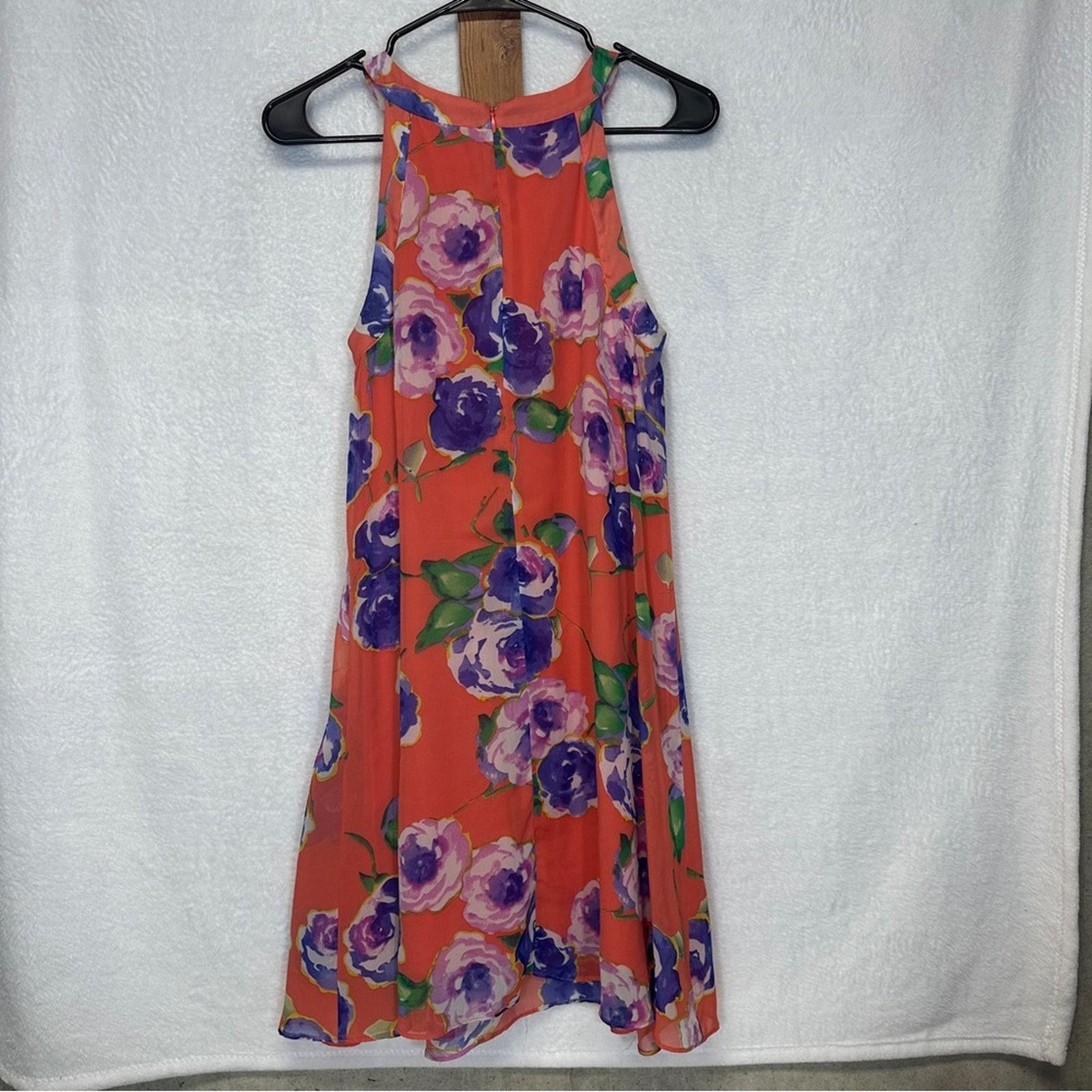 Betsey Johnson Betsey Johnson Orange & Purple Floral Sleeveless Swing Dress Size XS / US 0-2 / IT 36-38 - 4 Thumbnail