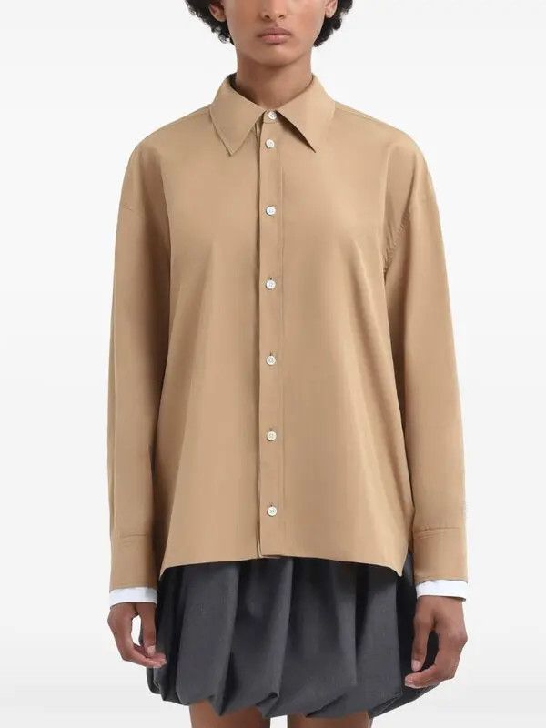Marni o1w1db10426 Cotton Shirt in Beige Size L / US 10 / IT 46 - 2 Thumbnail