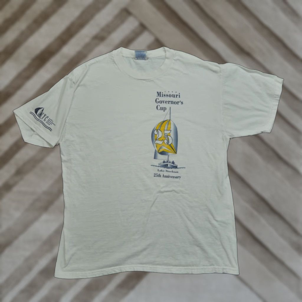 Hanes VINTAGE Missouri Governors Cup Adult Large White Yacht Sailing 1999 90s Nike Shirt Mens L White 1990s? Size US L / EU 52-54 / 3 - 1 Thumbnail