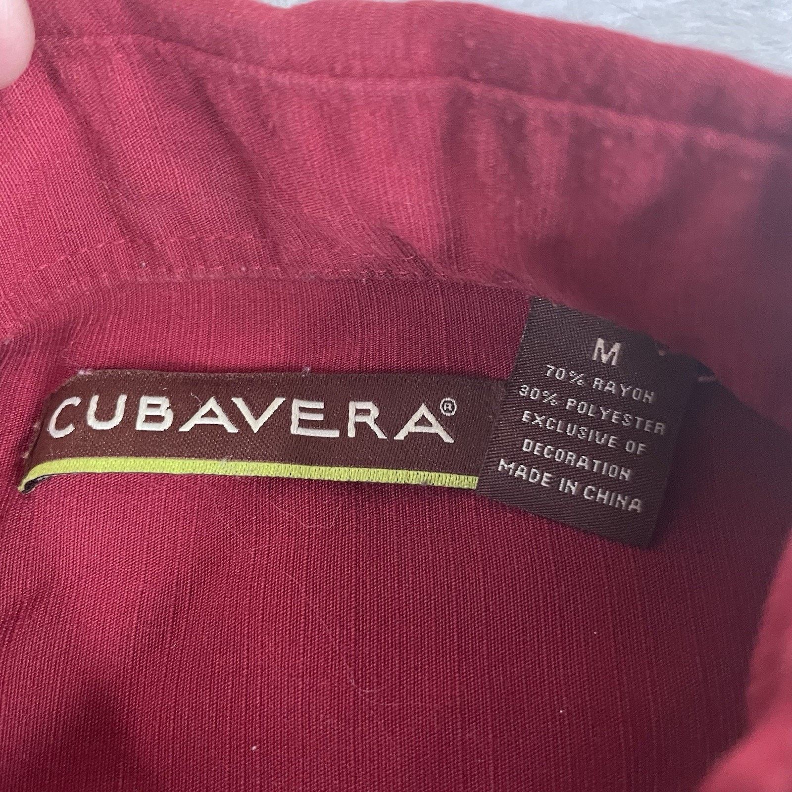 Cubavera Cubavera Hawaiian Shirt Men's Med Black Jack Casino Maroon Size US M / EU 48-50 / 2 - 4 Thumbnail