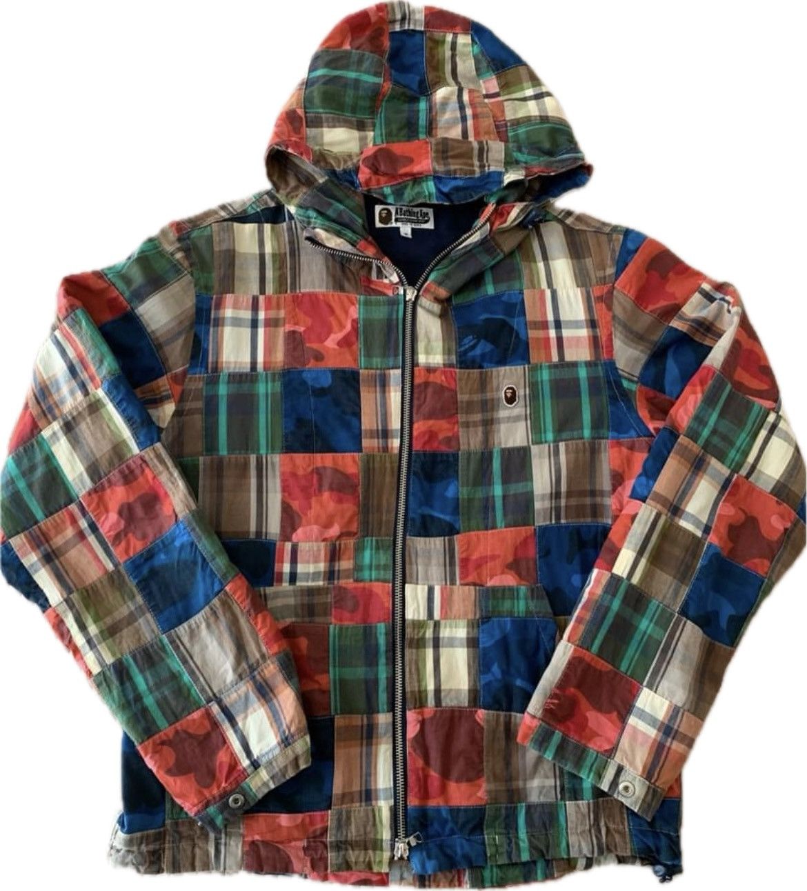 image of Bape Patchwork Hoodie Jacket, Men's (Size Medium)