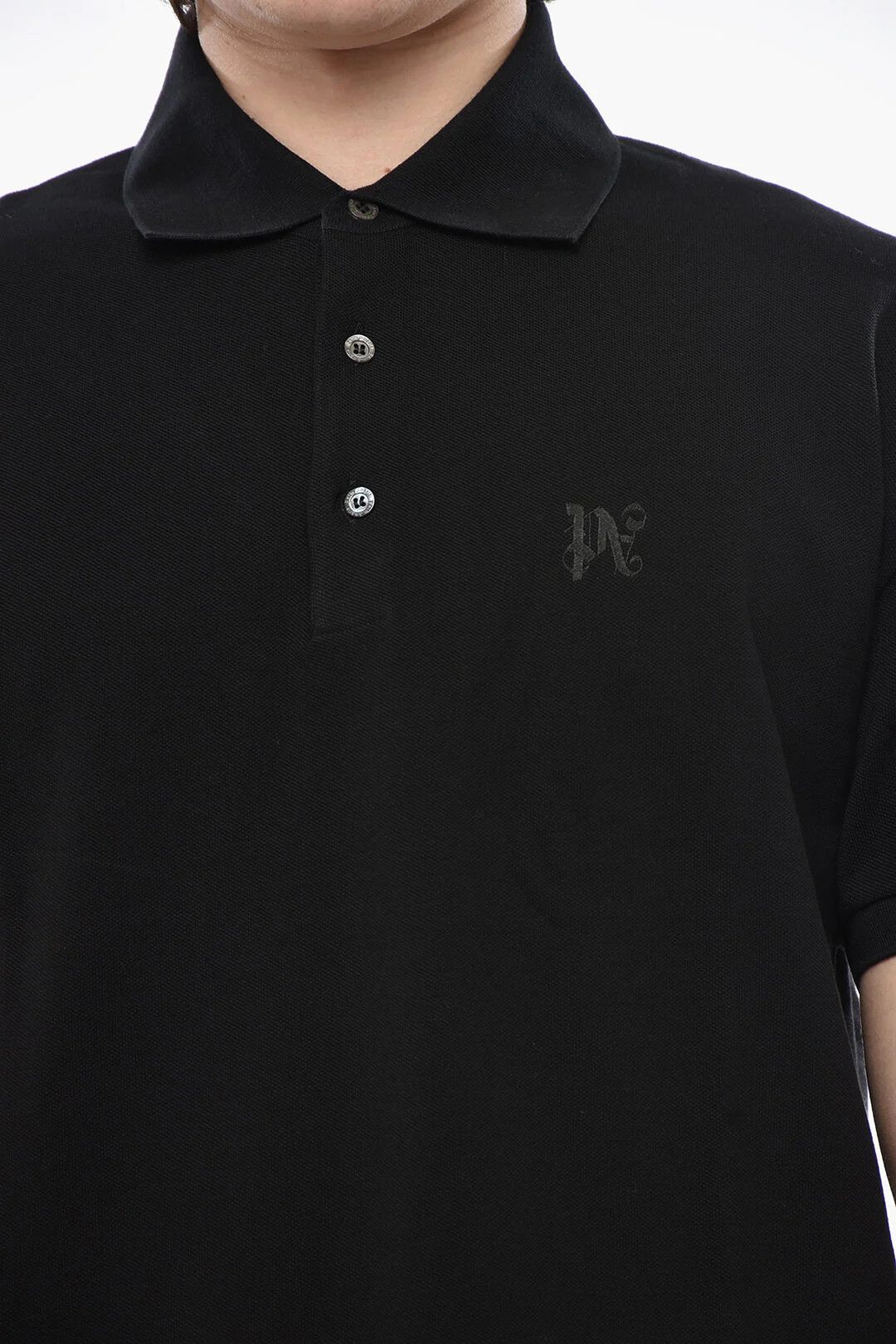 Palm Angels og1mm0226 Cotton Piqué Polo Shirt in Black Size US M / EU 48-50 / 2 - 3 Thumbnail