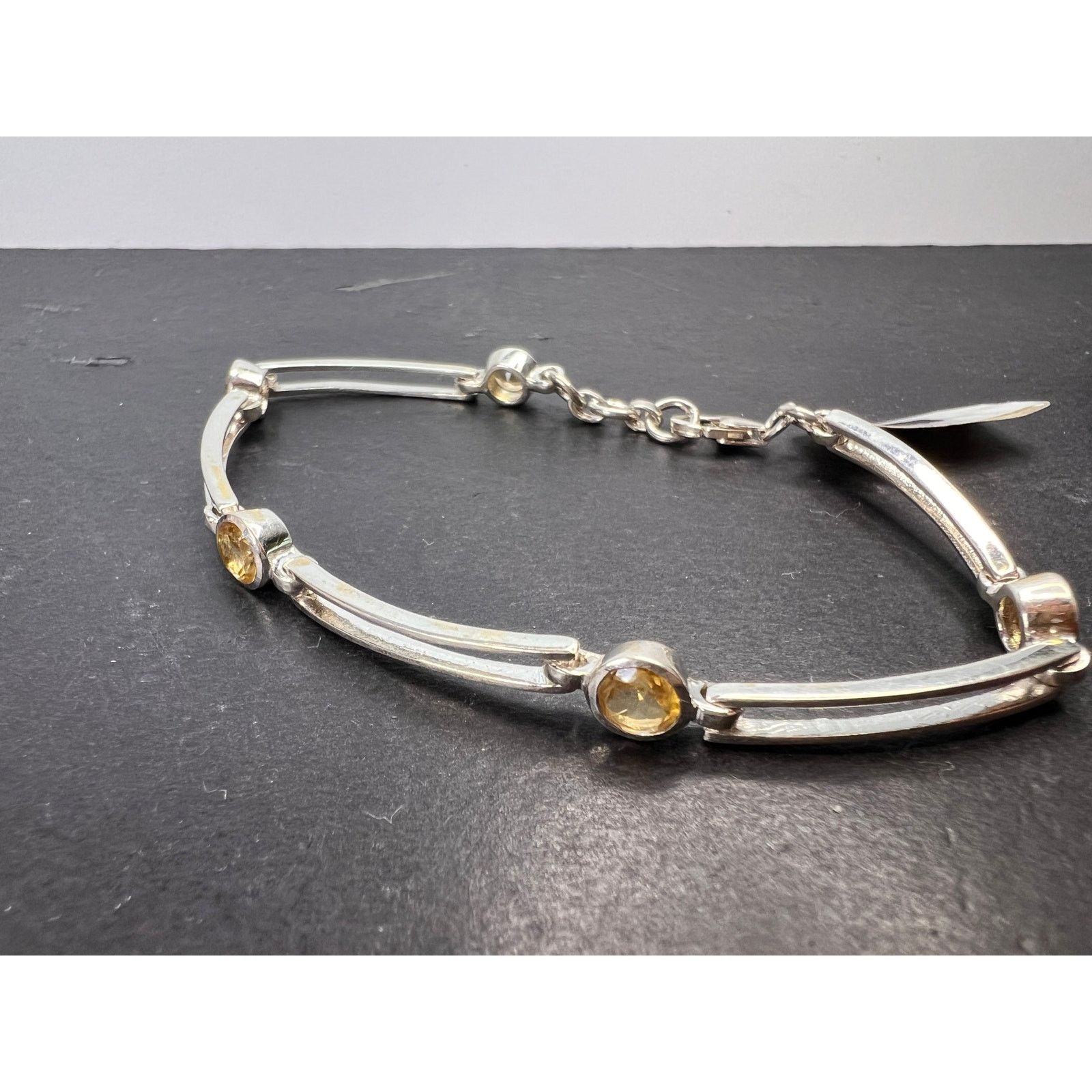 Other NEW with tag sterling silver yellow citrine bar bracelet Size ONE SIZE - 1 Thumbnail